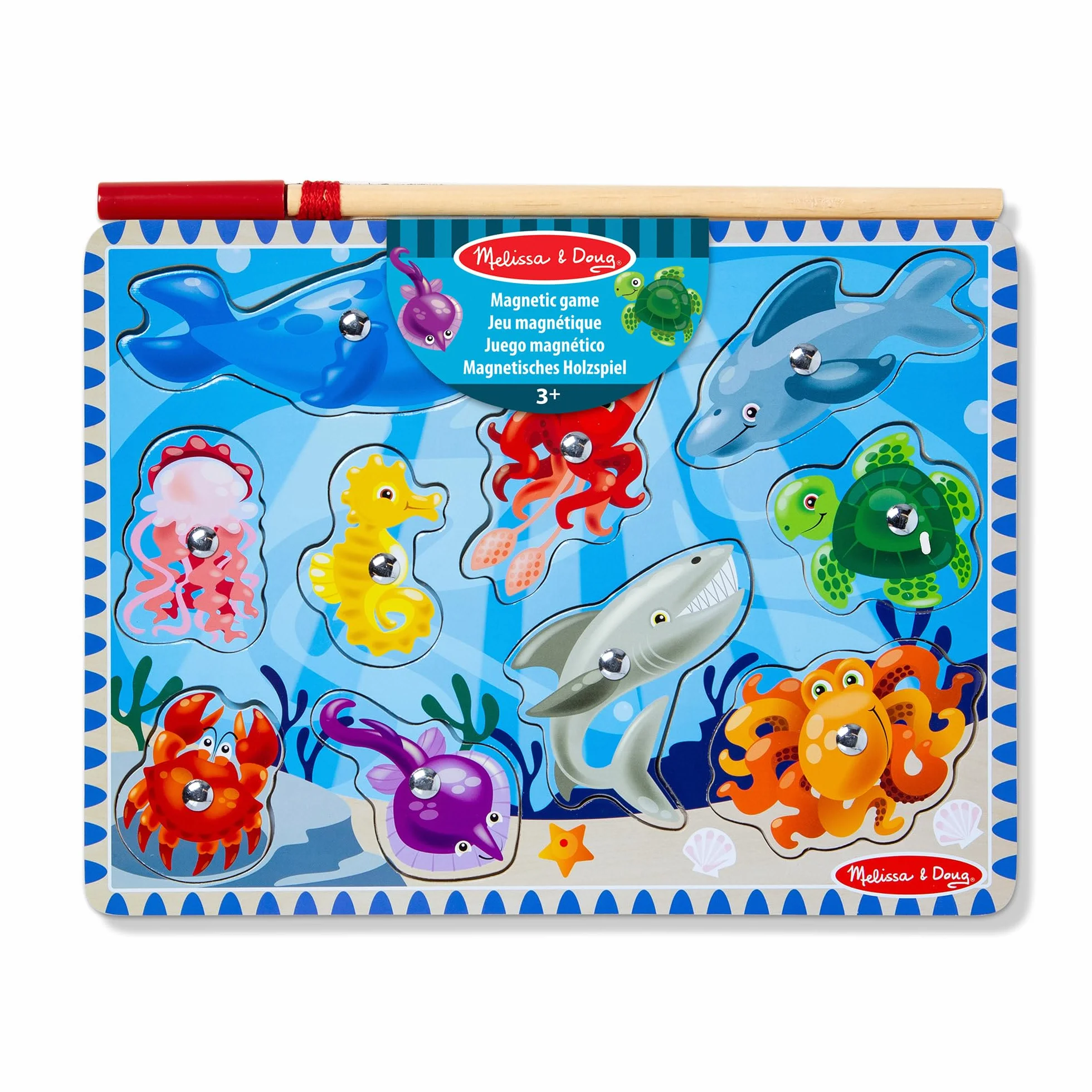 Melissa & Doug Juego Magnético de Pesca, Juguete de Madera, Puzzle Animales Marinos, Regalo 3 4 5 Años