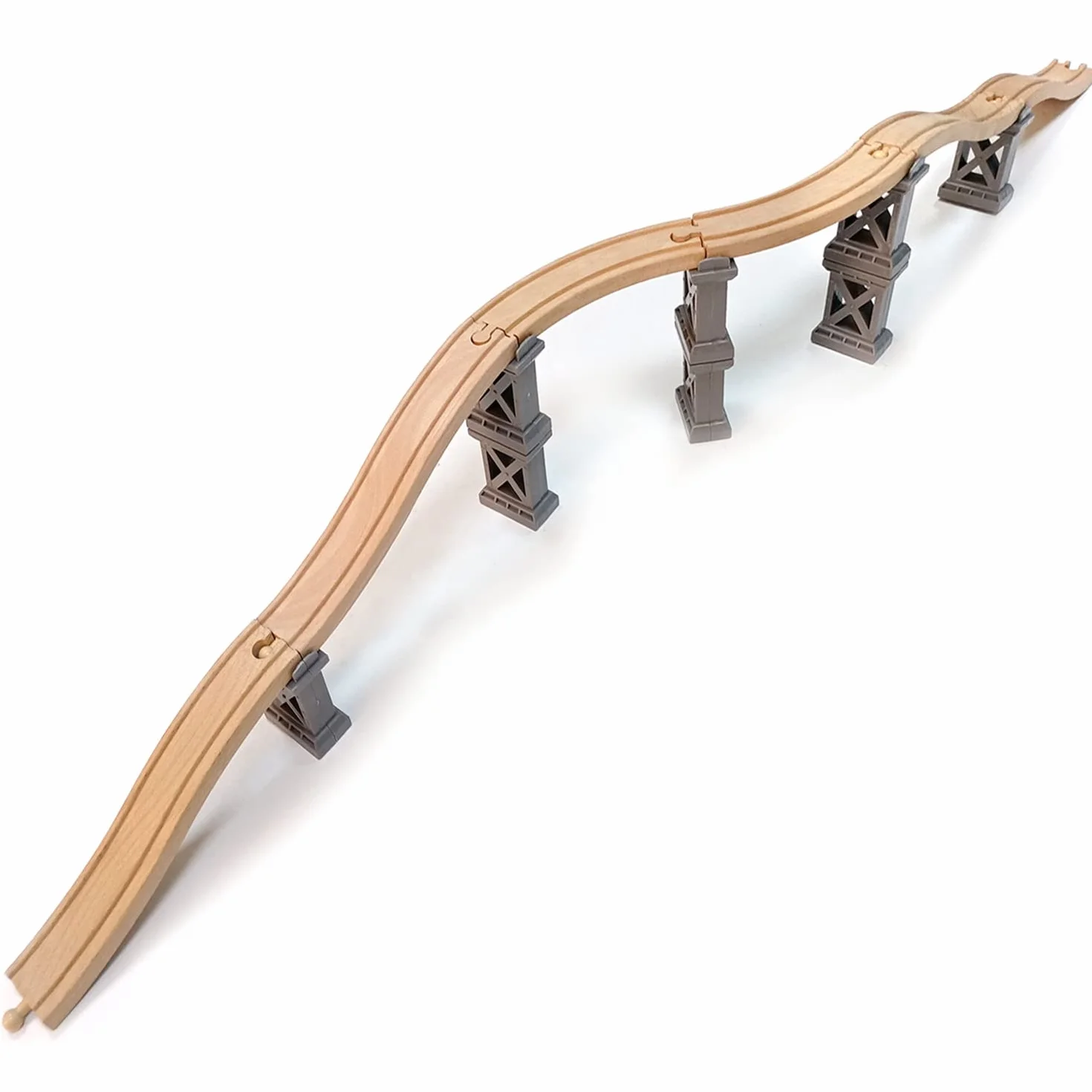 Puentes de tren de madera, puente de viaducto, accesorios de vías de tren de madera, vías de tren de madera, vías de tren compatibles con todas las principales marcas, juguetes de madera para niñas y