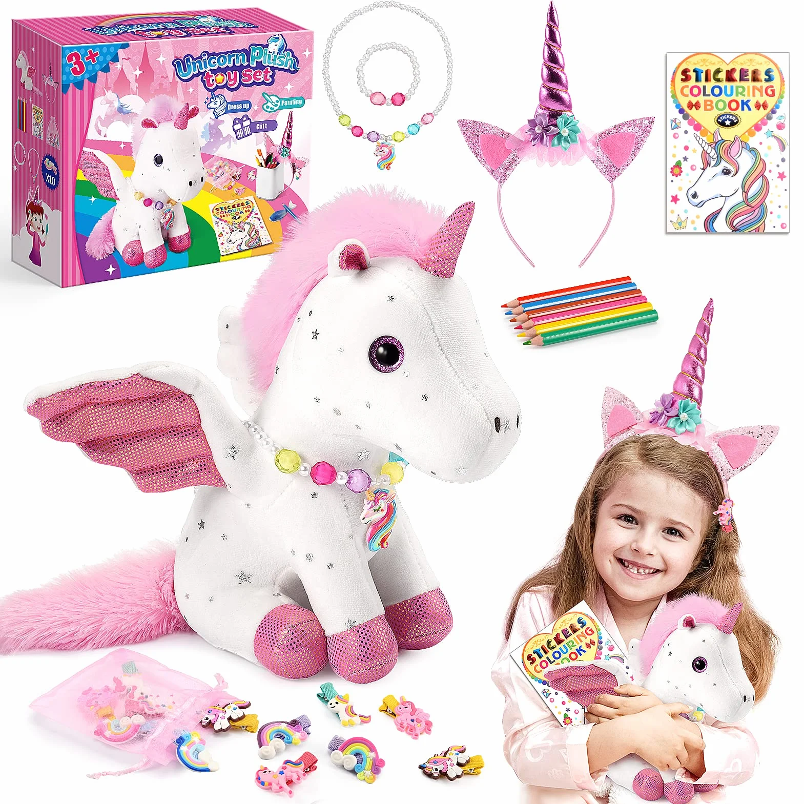 Qukir Unicornio Peluche Regalo Niña 3-12 Años Juguetes Cumpleaños