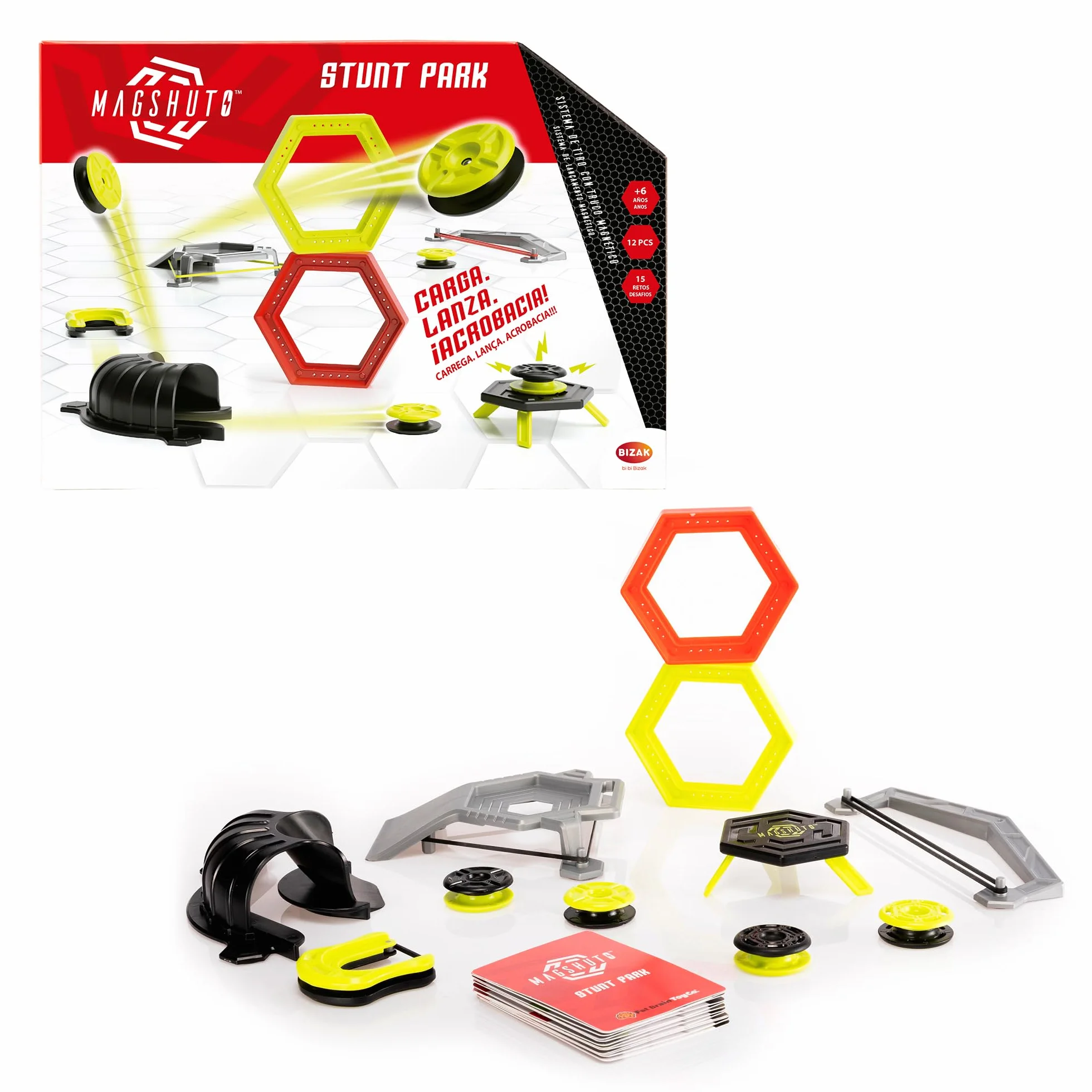 Bizak Magshuto Stunt Park – Set de Acrobacias Extremos con Rampa, Túnel y Aros de Desafío, +8 años, (30695181)