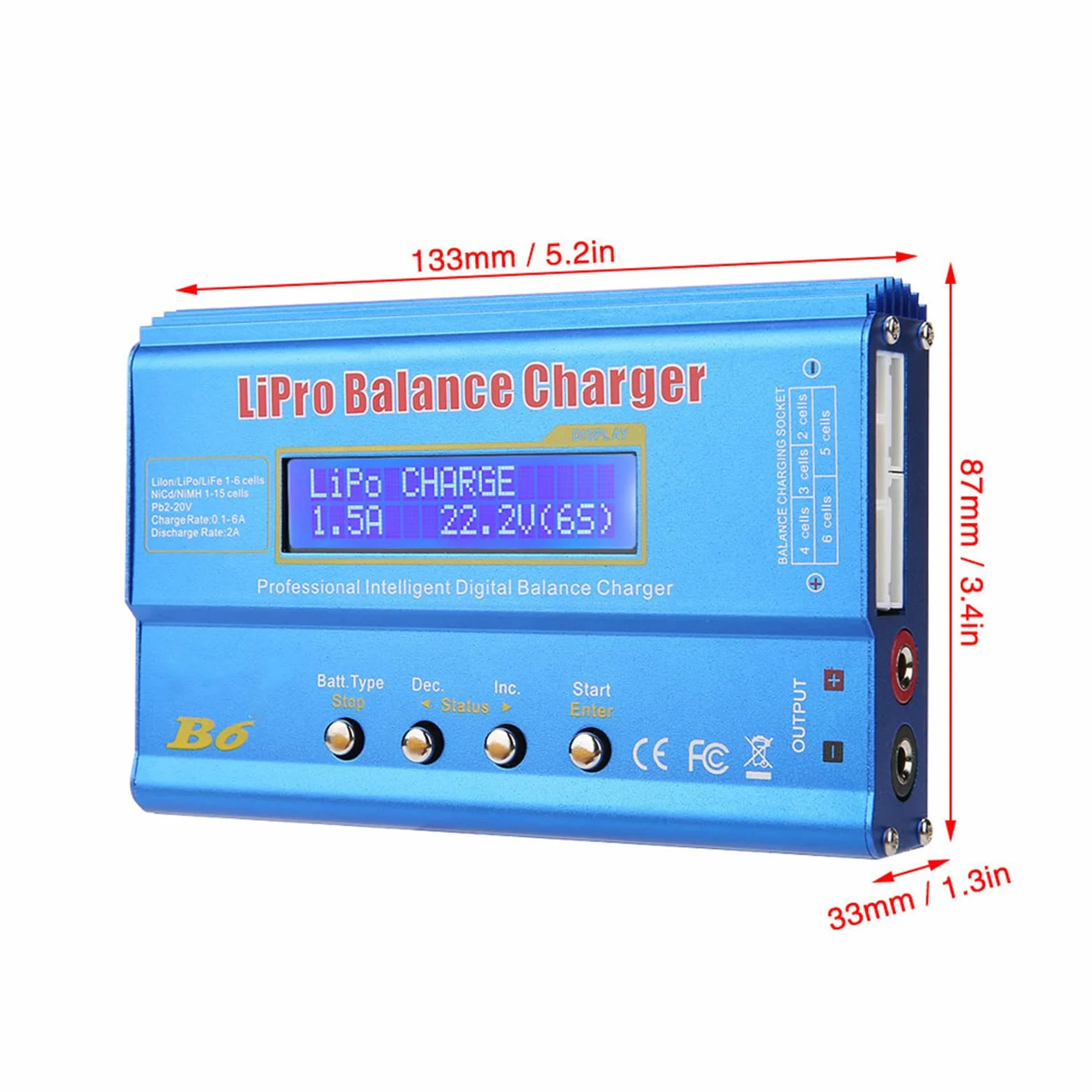 Jadeshay Cargador de Equilibrio,80W Cargador Lipo Descargador de Equilibrio para LLiPo NiMH RC Batería,con Pantalla LCD (EU Plug)