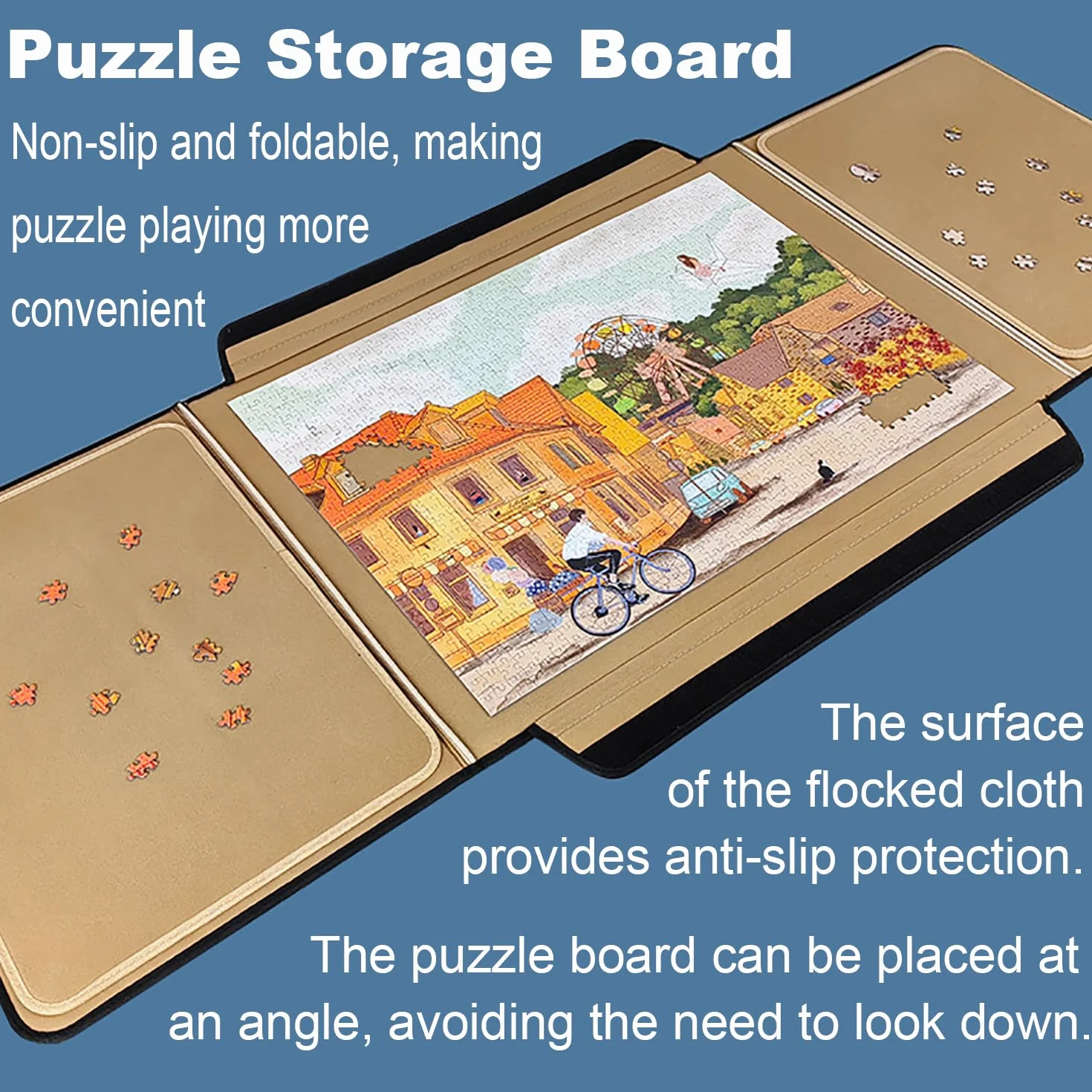 Carpeta Puzzle 1000 Piezas,Tablero para Puzzle,Tablero de Rompecabezas con Bandejas y Cubierta, Estuche Portátil para Almacenamiento, Superficie Antideslizante(80 x 58cm)