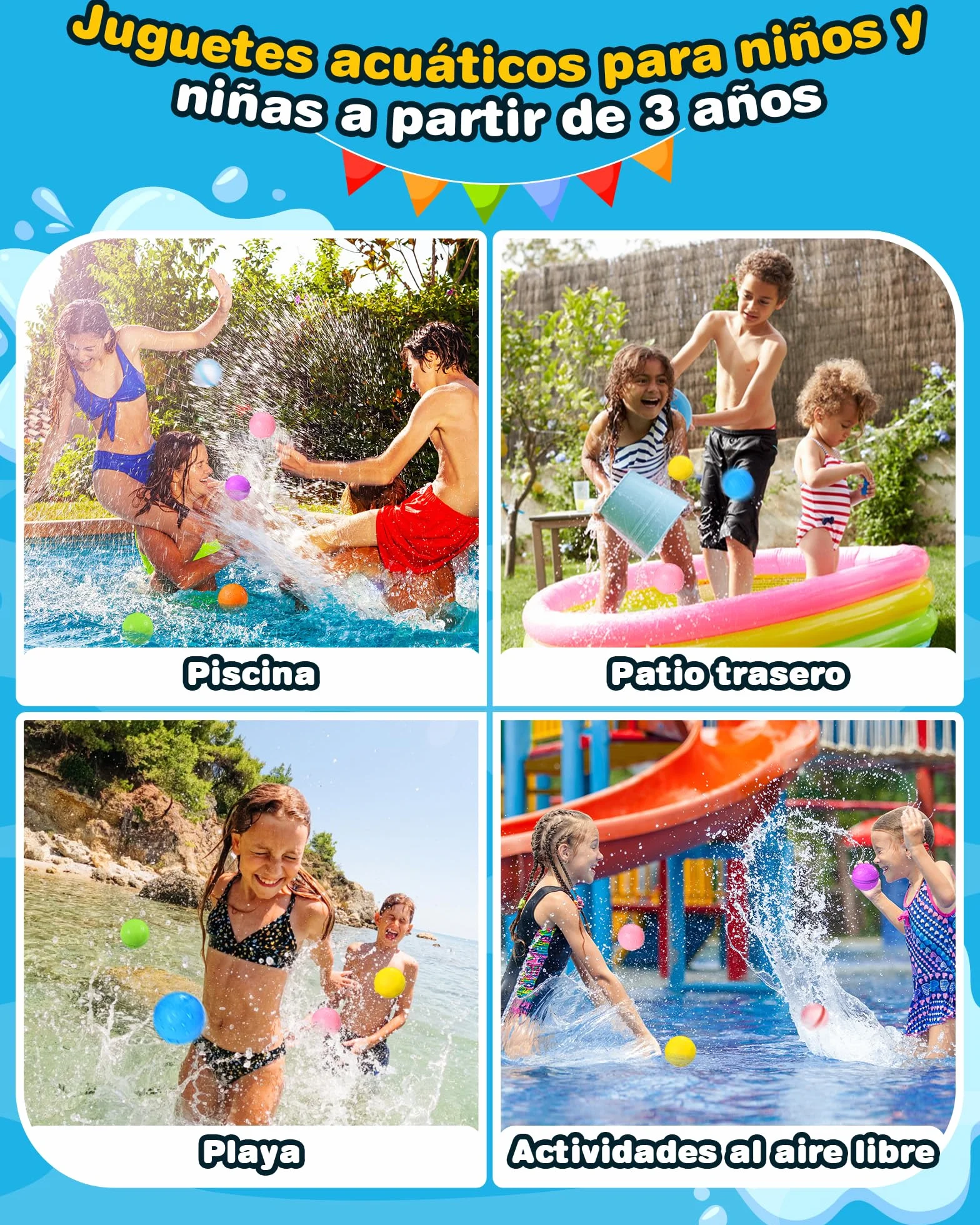 KOKODI Globos de Agua Reutilizables con Imán, Silicona Suave Llenado Rápido, Juegos de Agua para Niños, Juguetes de Piscina y Playa Verano al Aire Libre para Niños y Adultos，18 Uds，Versión estándar