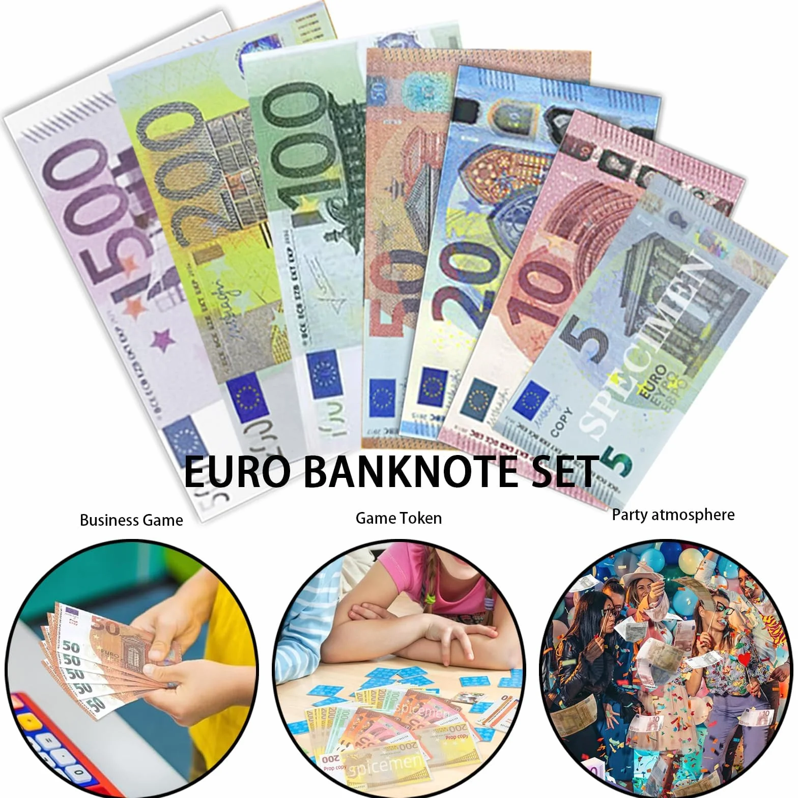 350 PCS Billetes Juguete, Billetes Falsos 5/10/20/50/100/200/500 Billetes de Juguete, para Aprender, Caja Registradora Juguete, Jugar a Roles y Disfrutar del Juego