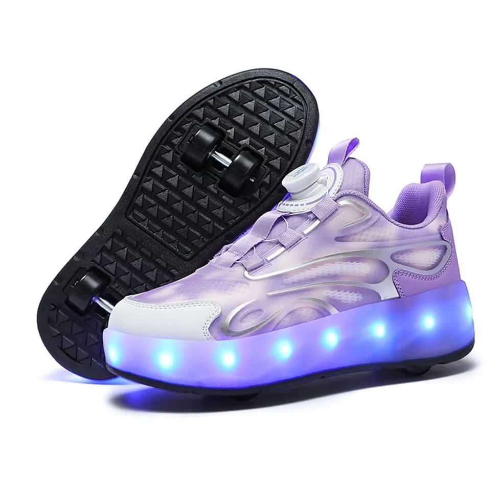 Zapatos con Ruedas para Niñas Niños, Patines Retirables 4 Ruedas Brillan en la Noche