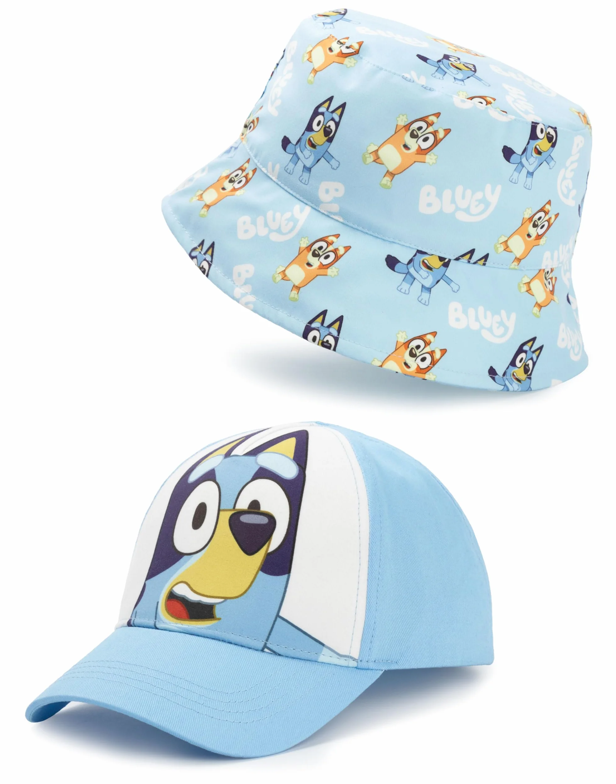 Bluey Set de Gorro y Gorra para Niños Estampado de Bandit y Chili Azul Unisex Infantil Correa Ajustable