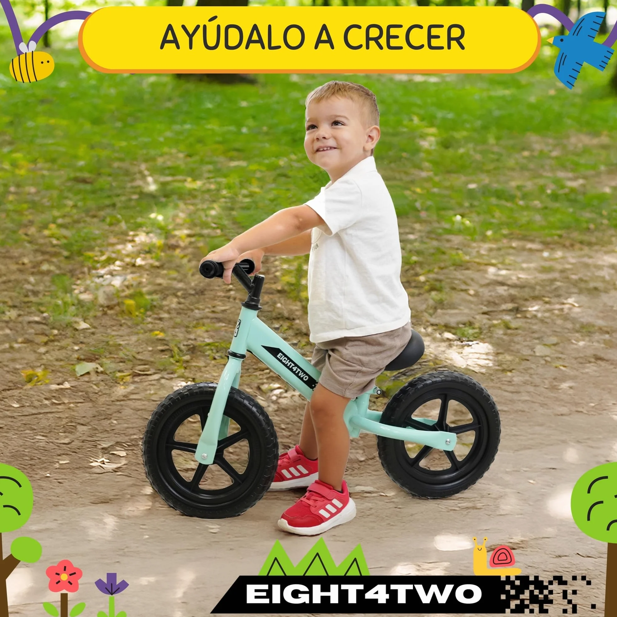EIGHT4TWO Bicicleta sin Pedales para niño 2, 3, 4 y 5 años - Bici sin Pedales Ideal para Equilibrio - Juguetes para niños de 2, 3, 4 y 5 años.