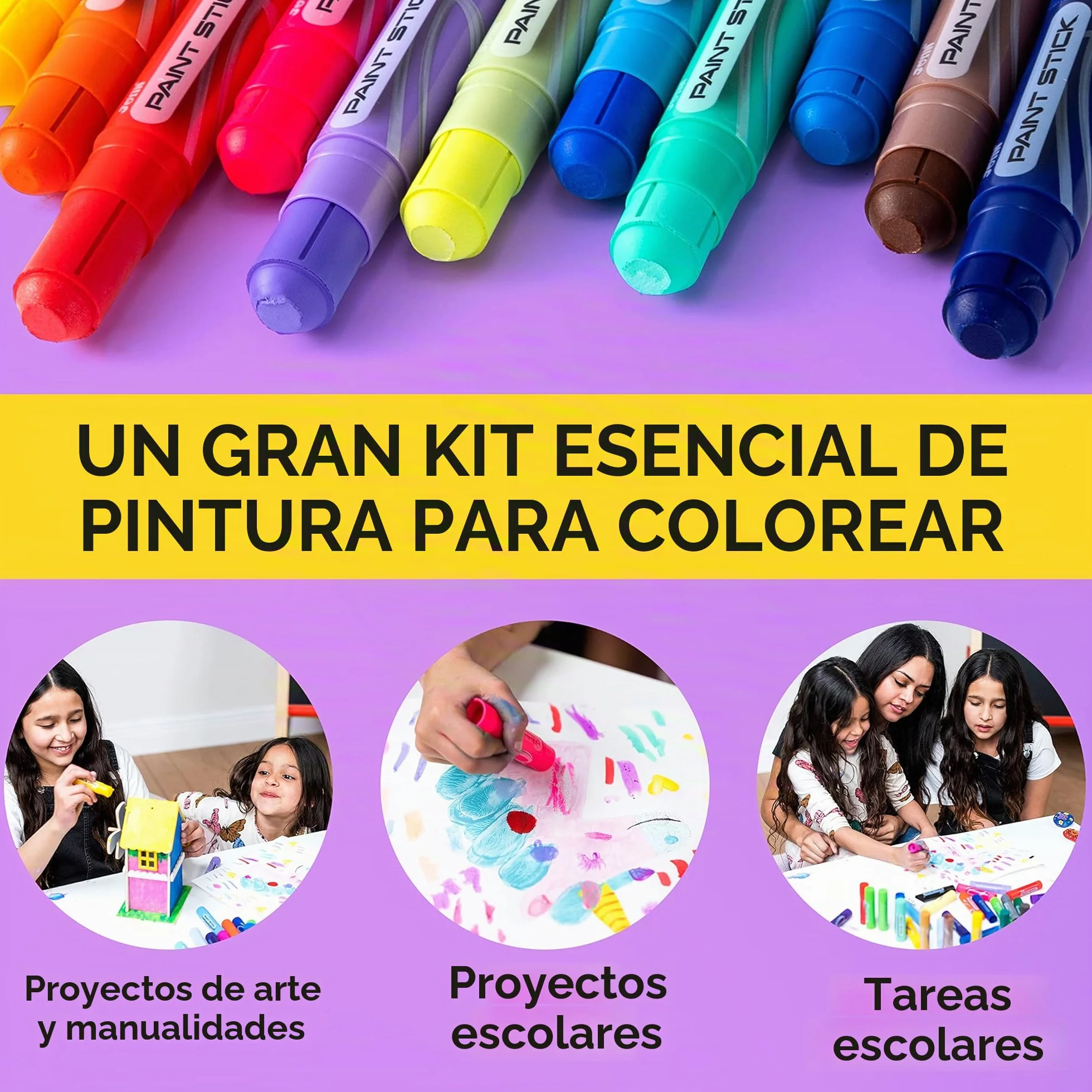 JOYIN 36 Temperas Lavables en Stick, Pintura para Niños 3 Años, Vistoso Tempera Paint Stick, Regalos Creativos de Pintura para Niños