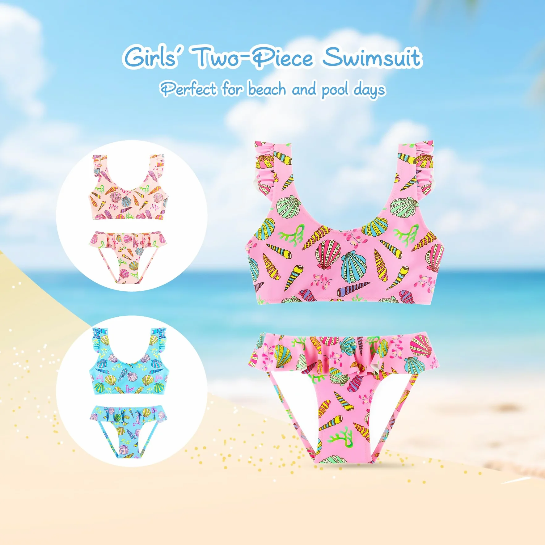 Traje de Baño para Niñas Conjunto de Bikini de Dos Piezas Sets Tankini 2-14 Años