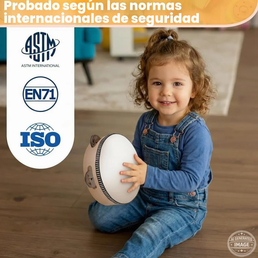 Set de Instrumentos Musicales de Madera Stoie’s para Niños de 1-9 Años – Tambor, Flauta, Maracas, Campanitas, Castañuelas, Pandereta, Juguete Montessori Educativo, Seguro, con Bolsa de Algodón