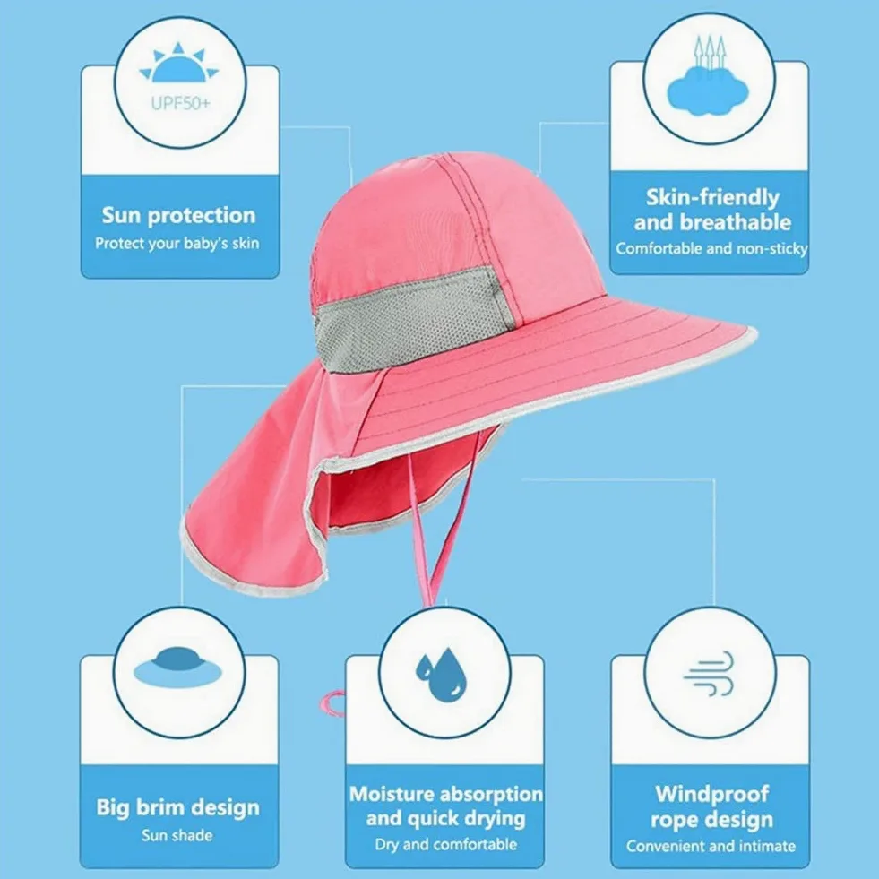 MRKU Sombrero de Sol de Verano de ala Ancha para niños, Gorra Tipo Cubo para la Playa, niñas, Viajes, Exteriores, Moda, Lindo Dinosaurio, niño, Casual