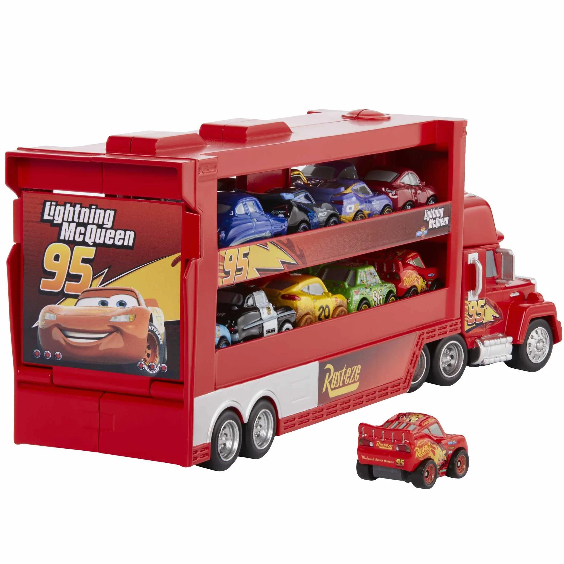 Mattel Disney Cars 3 Mack Supercamión de transporte de coches de juguete GNW34
