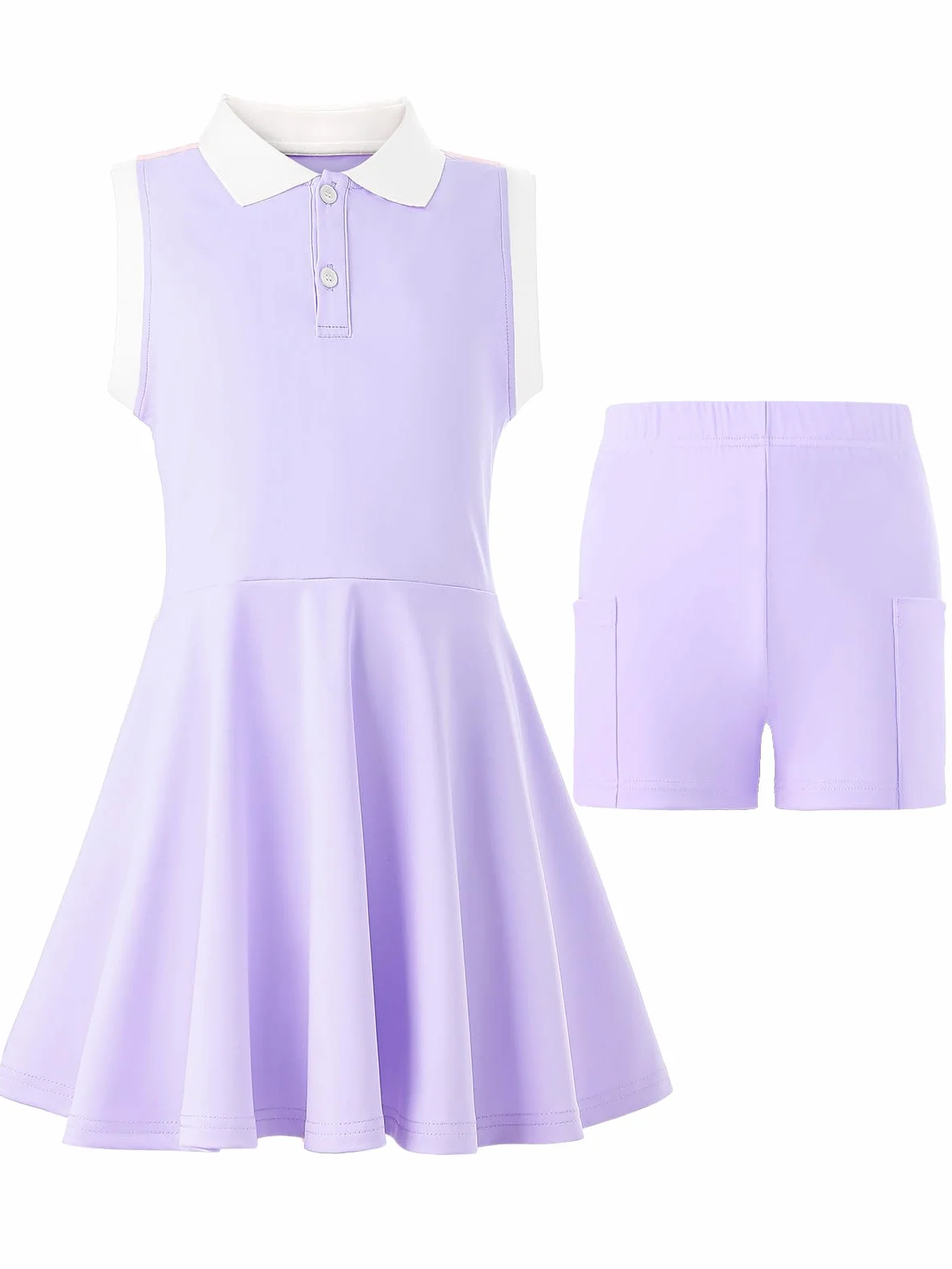 Vestido de Tenis para Niña con Pantalón Corto Polo Athletic Dress Sin Mangas con Bolsillos