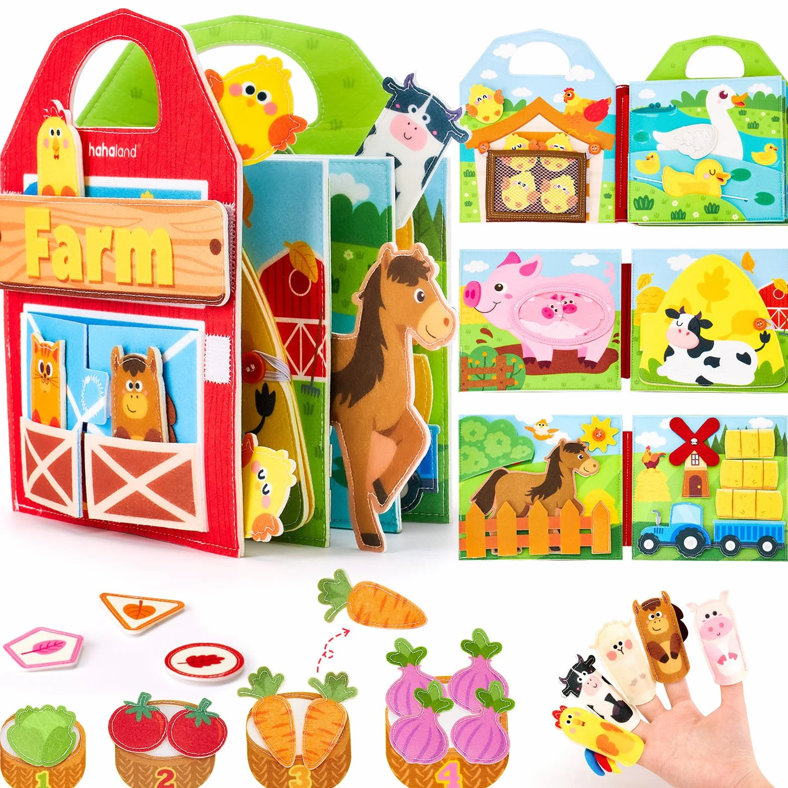 hahaland Libro Montessori 1 año - Busy Board Montessori Juguetes Interactivo Niños 1 2 3 año - Busy Book Fieltro Paneles Educativos Regalo para Niño Niña