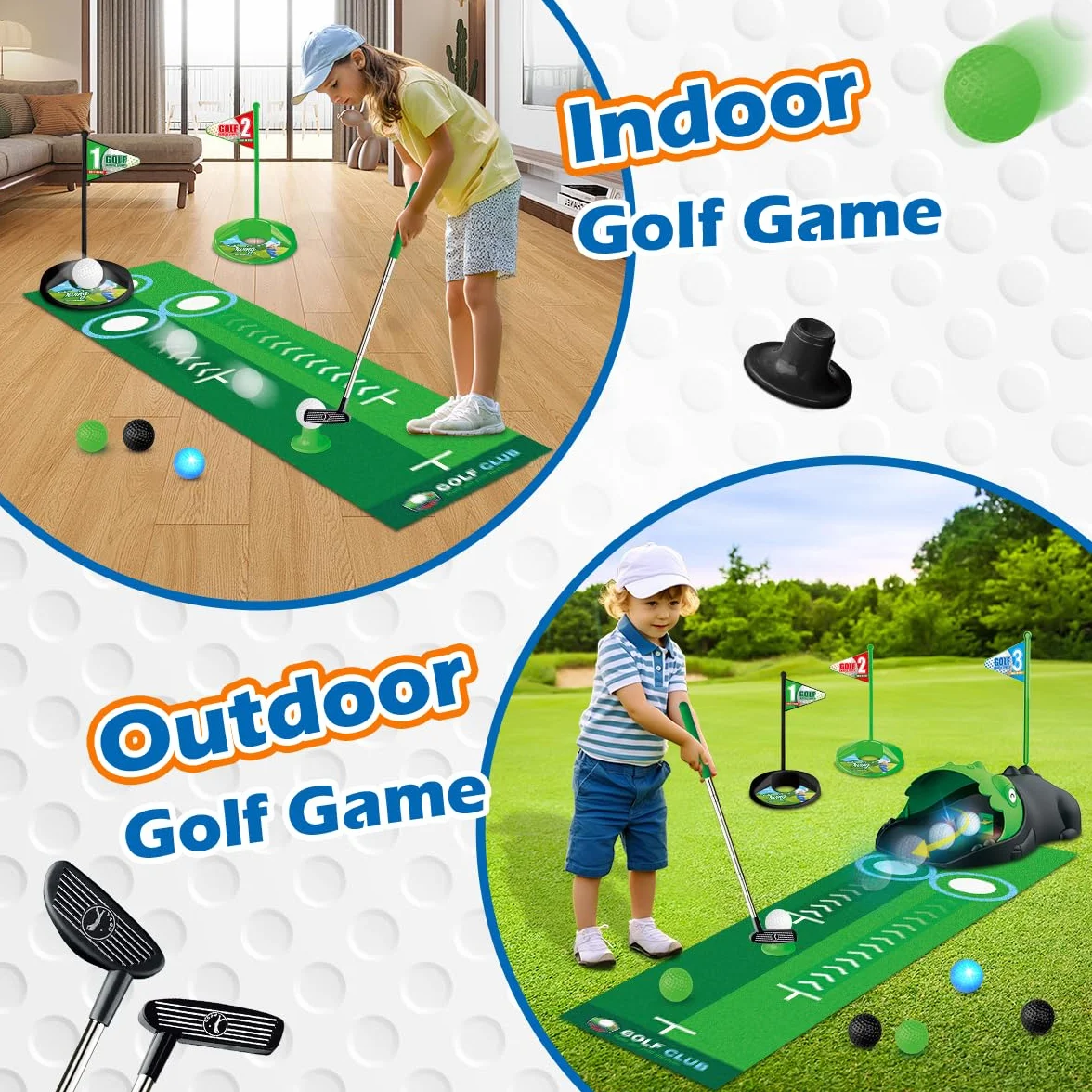 Juego de Golf para Niños Pequeños - 3 Palos, 8 Pelotas, Tapete de Putting, Equipo de Club y Pelotas de Entrenamiento - Juguetes Deportivos
