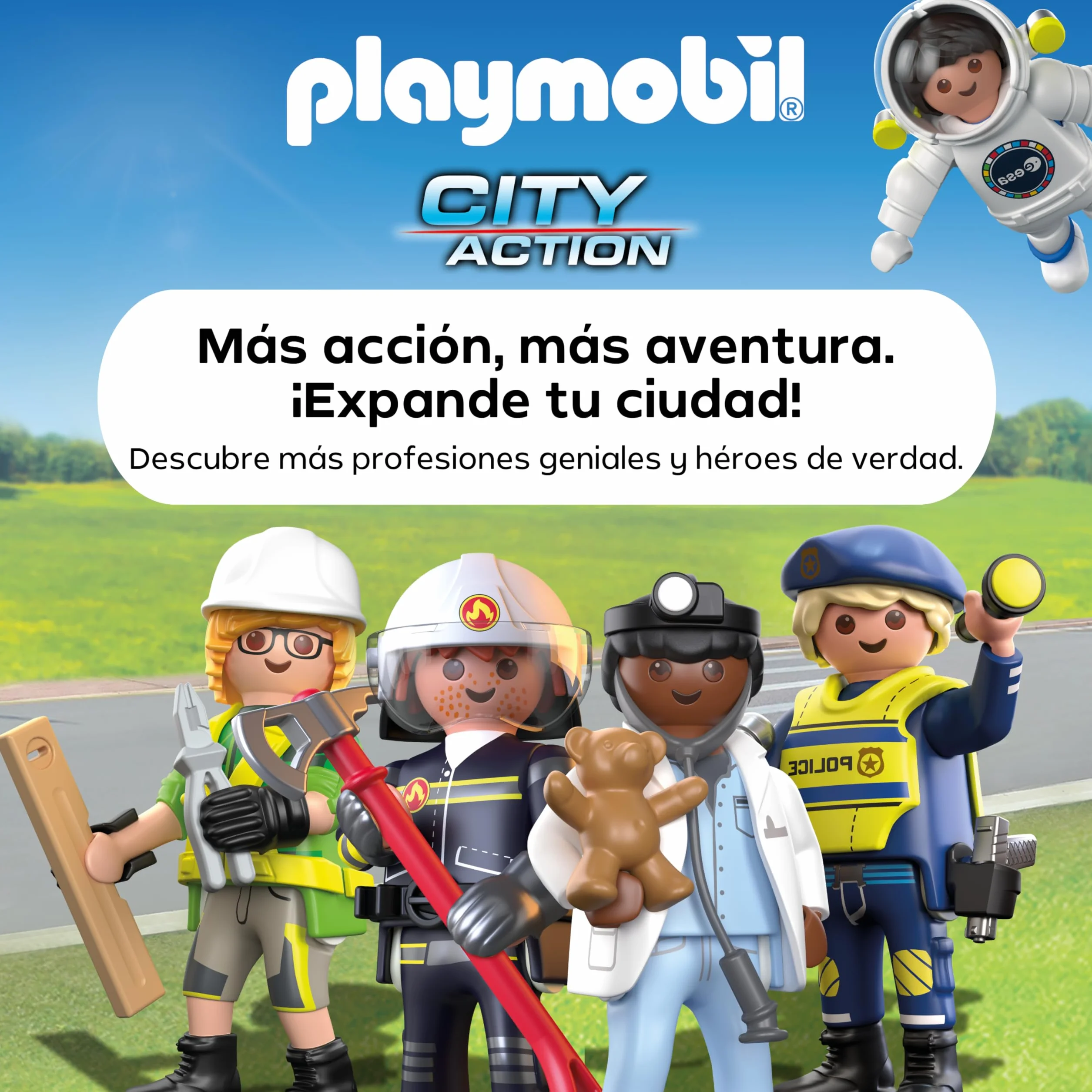 PLAYMOBIL Action Heroes Persecución con Camioneta Policial Juguete con Luces y Sonidos para Mayores de 4 Años 71875