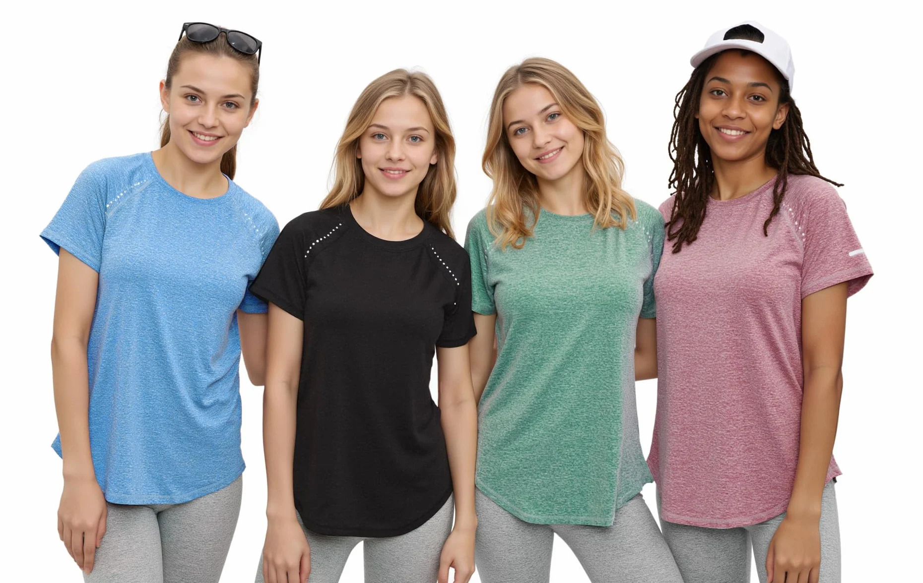 Gyabnw Camiseta Deporte Mujer Manga Corta Cuello Redondo Tira Reflectante Dobladillo Curvo Top Running Yoga Fitness