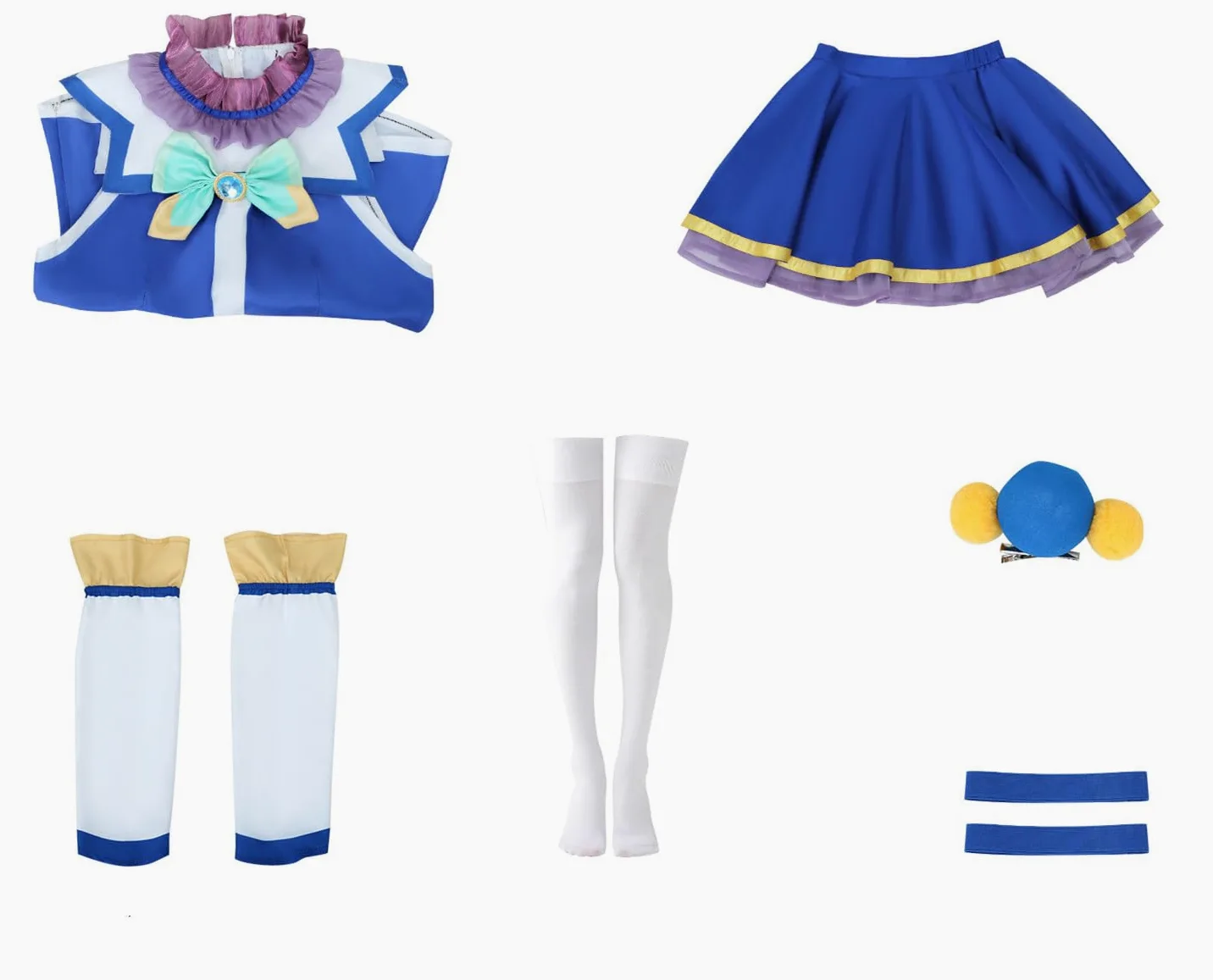 Disfraz de anime para mujer, disfraz de chaleco azul para Halloween
