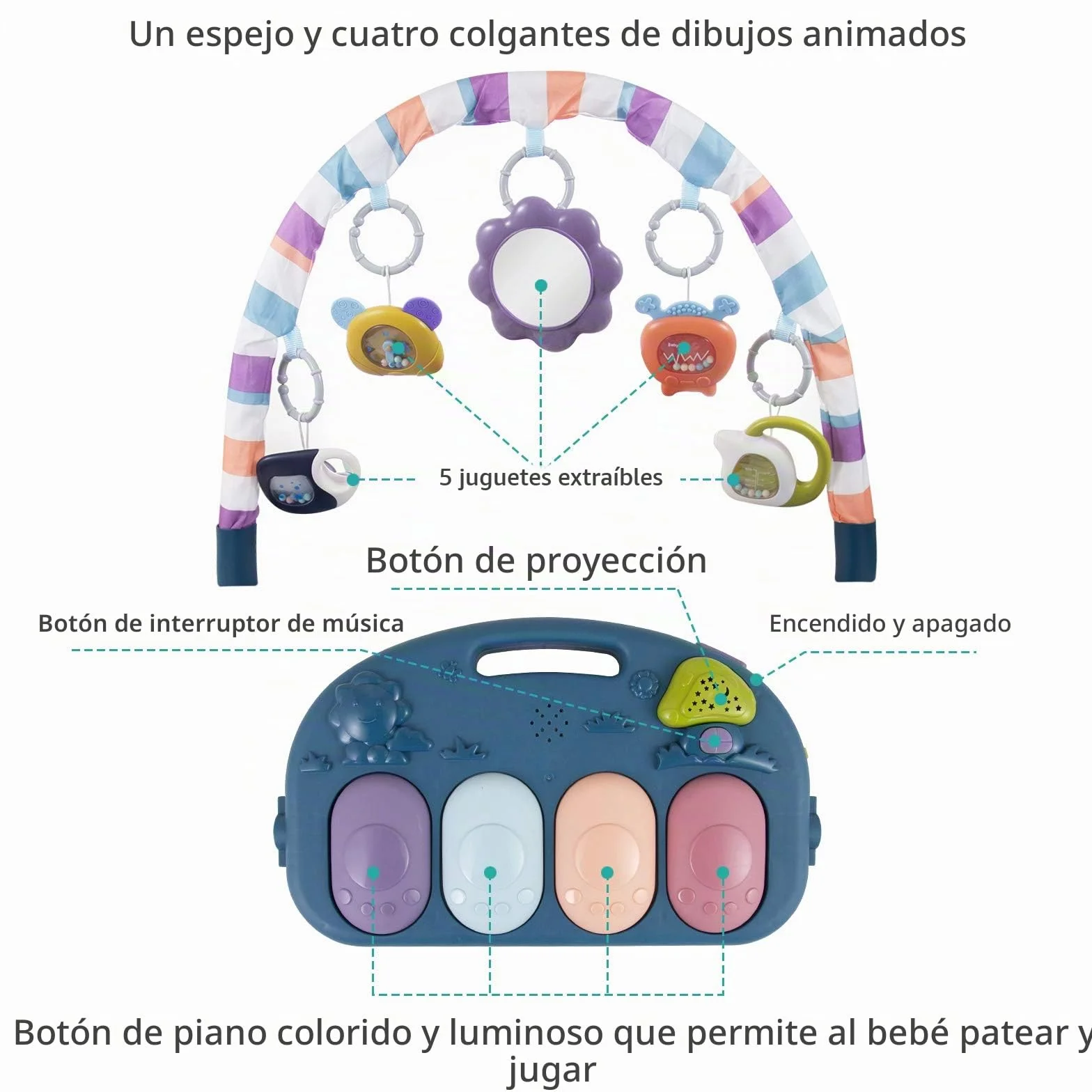 caterbee Alfombra de Juego de Piano para bebé, Juguete de Actividades para recién Nacidos con Piano, tapete de Juego para Gimnasio de Actividades para niños pequeños (Rosa)