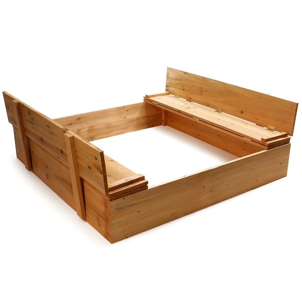 Arenero para niños con Tapa abatible Banco y Respaldo Madera Caja de Arena arenero Infantil