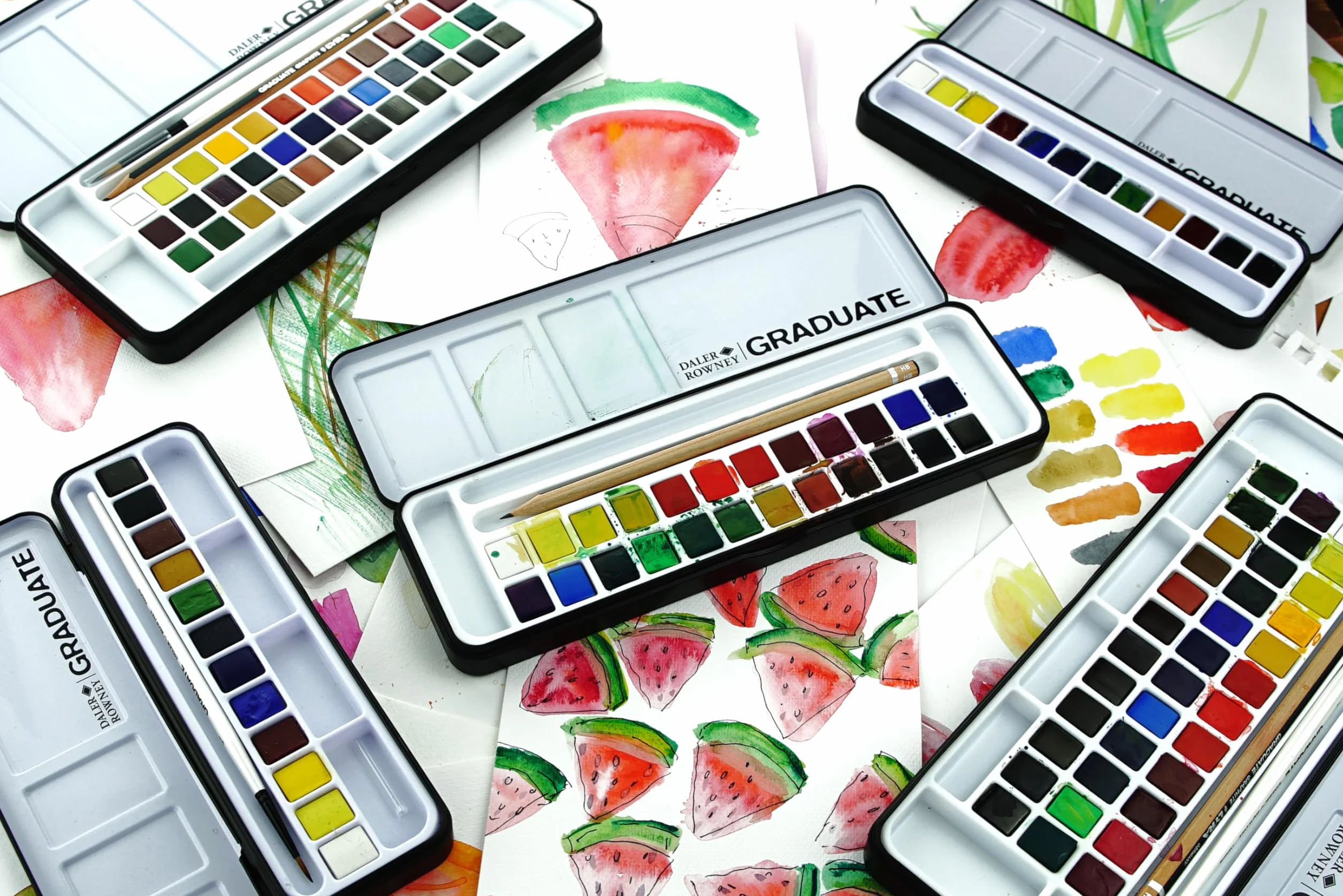 Daler-Rowney Graduate Acuarelas Profesionales, Set de Acuarelas 12 Colores con Pincel, Kit Acuarela Portátil en Caja Metálica, Estuche para Estudiantes, Artistas y Manualidades
