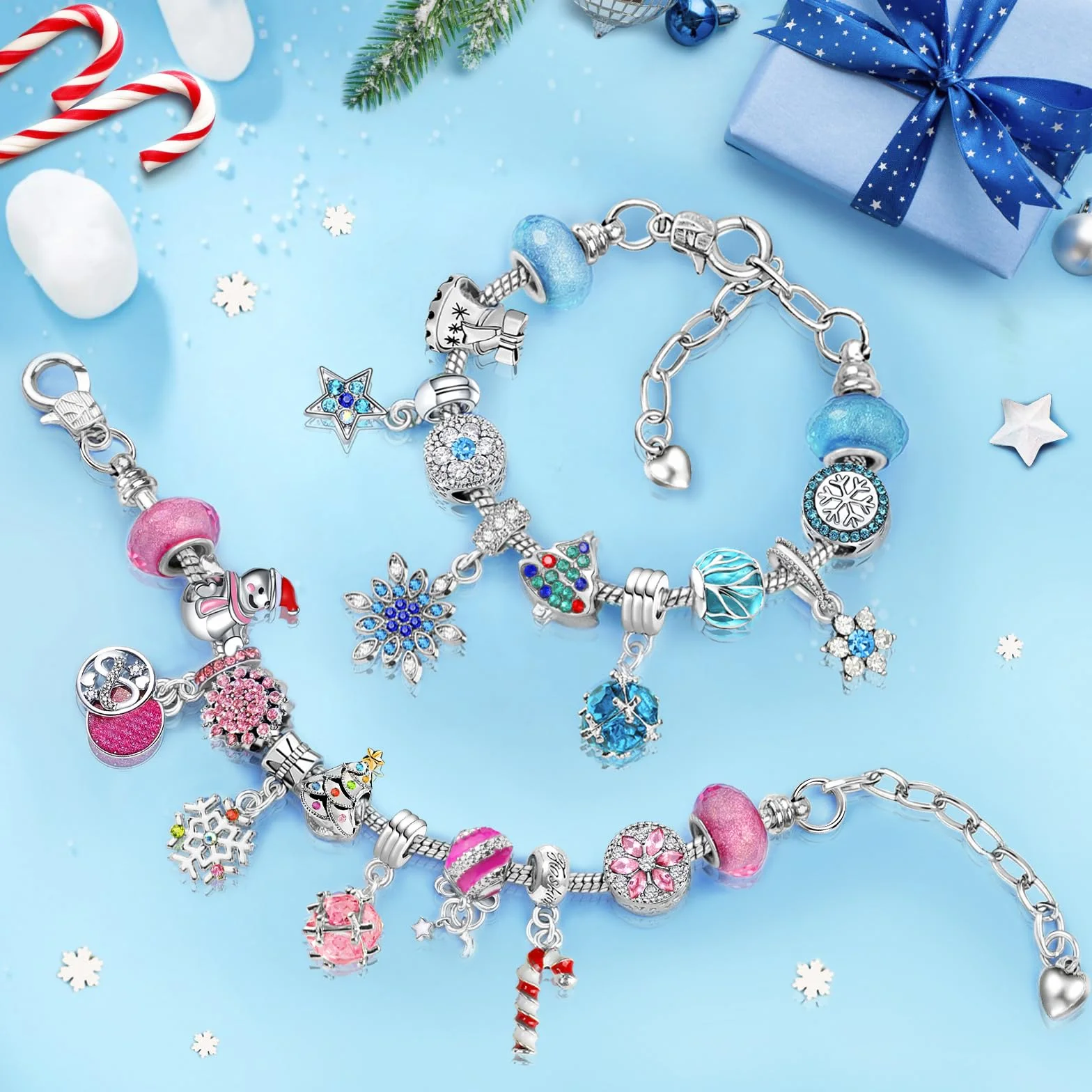 Calendario de Adviento 2025 Niña Joyas Regalos, Navidad 24 días de Calendario de Cuenta Regresiva Sorpresa Mujer Bricolaje Charms Pulsera Kit