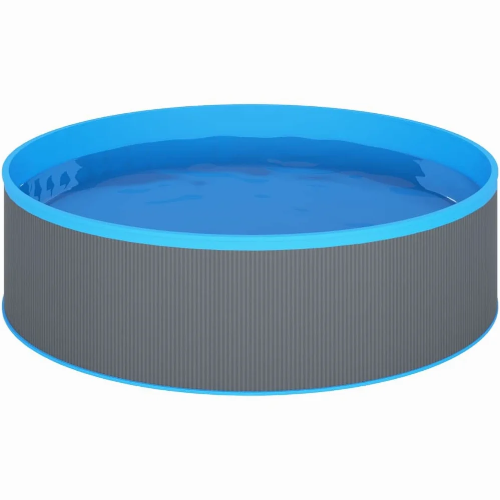Piscina infantil con marco de acero 350 x 90 cm gris azul PVC con skimmer colgante y bomba de 1700 l/h para piscina familiar, jardín, exterior, diversión y refrescante natación en verano