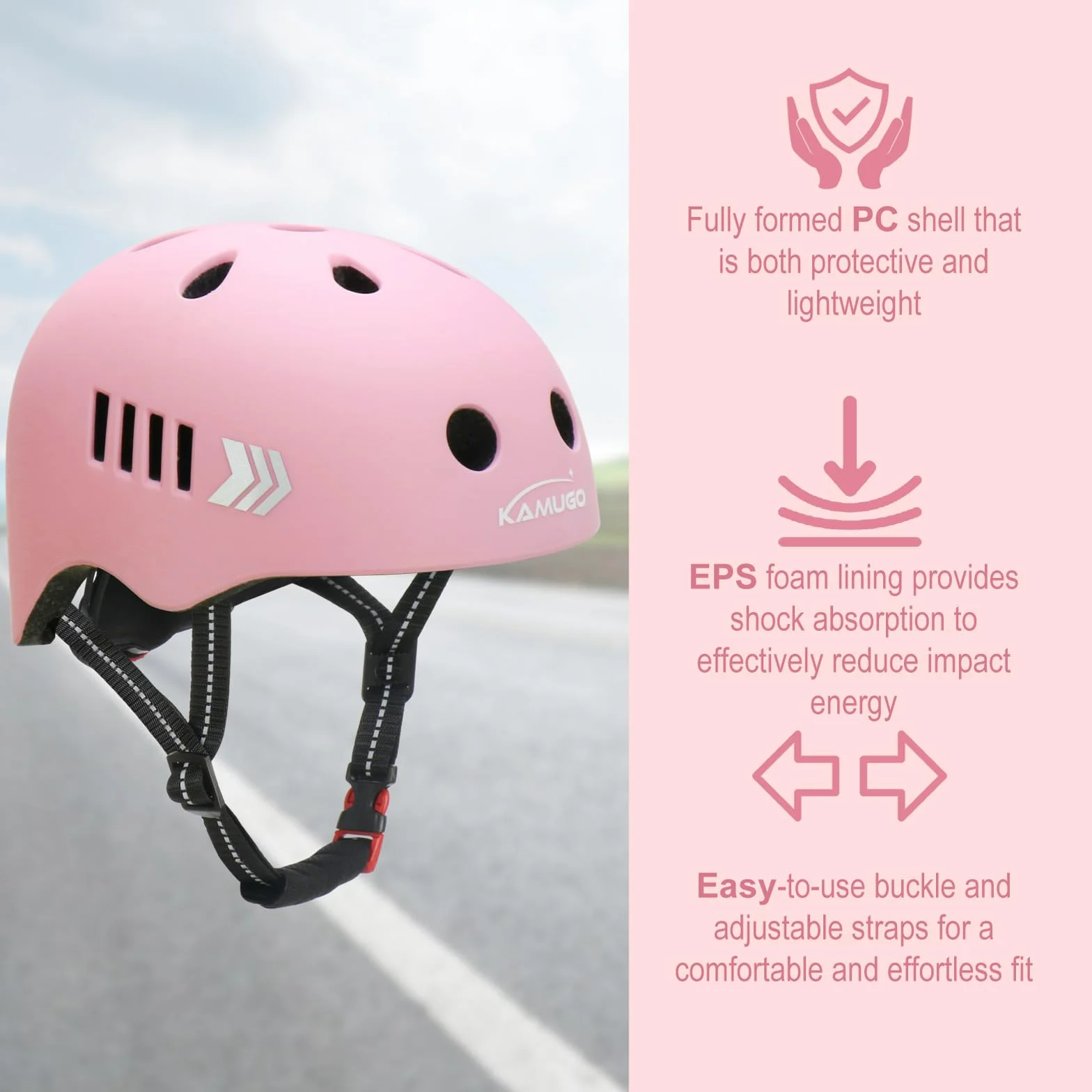 Kamugo Equipo de Protección Ajustable para Niños - Casco, Rodilleras, Coderas, Guantes para Bicicleta, Skateboard y Deportes Extremos