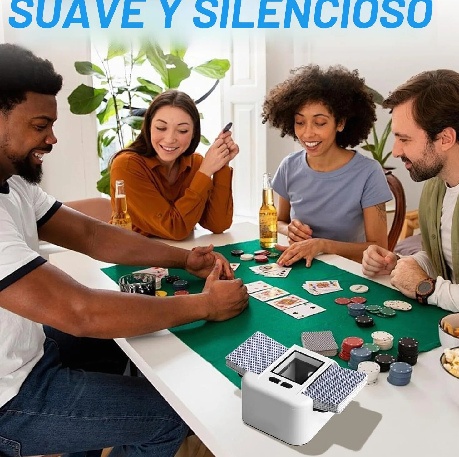Barajador de Cartas Automático, Barajador Eléctrico para 1-2 Barajas, Modo Automático y Manual, Recargable 2000 mAh, Portátil y Silencioso, para Póker, UNO, Blackjack, Skip-BO