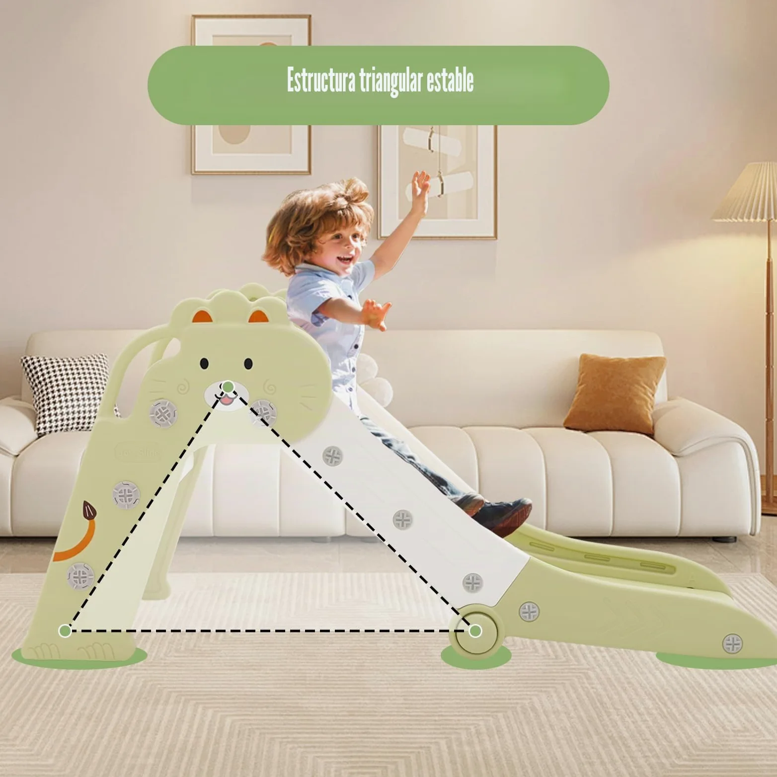 HOMCENT Tobogán para Niños Plegable, para Exteriores e Interiores, para 1-3 años, tobogán de jardín para niños, Esquinas Redondeadas, Ahorra Espacio, 111x54x37 cm, Verde