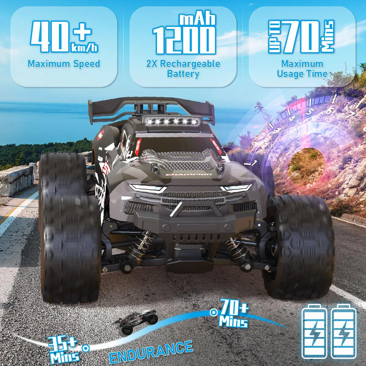 snookids Coche Teledirigido - 2,4 GHz Coche RC Vehículo Todoterreno de Alta Velocidad 40 km/h 1:18, 4WD Coche Radiocontrol Drift Buggy Cars Controlados Juguete Regalo para Niños Adulto
