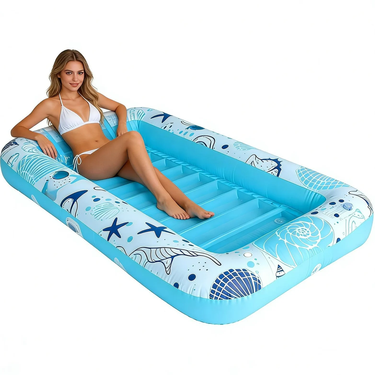 Tumbona inflable de piscina cómoda para tomar el sol, 185 x 115 x 25 cm, piscina bronceadora hinchable, para tomar el sol, diseño de válvula de doble capa, para lago de playa