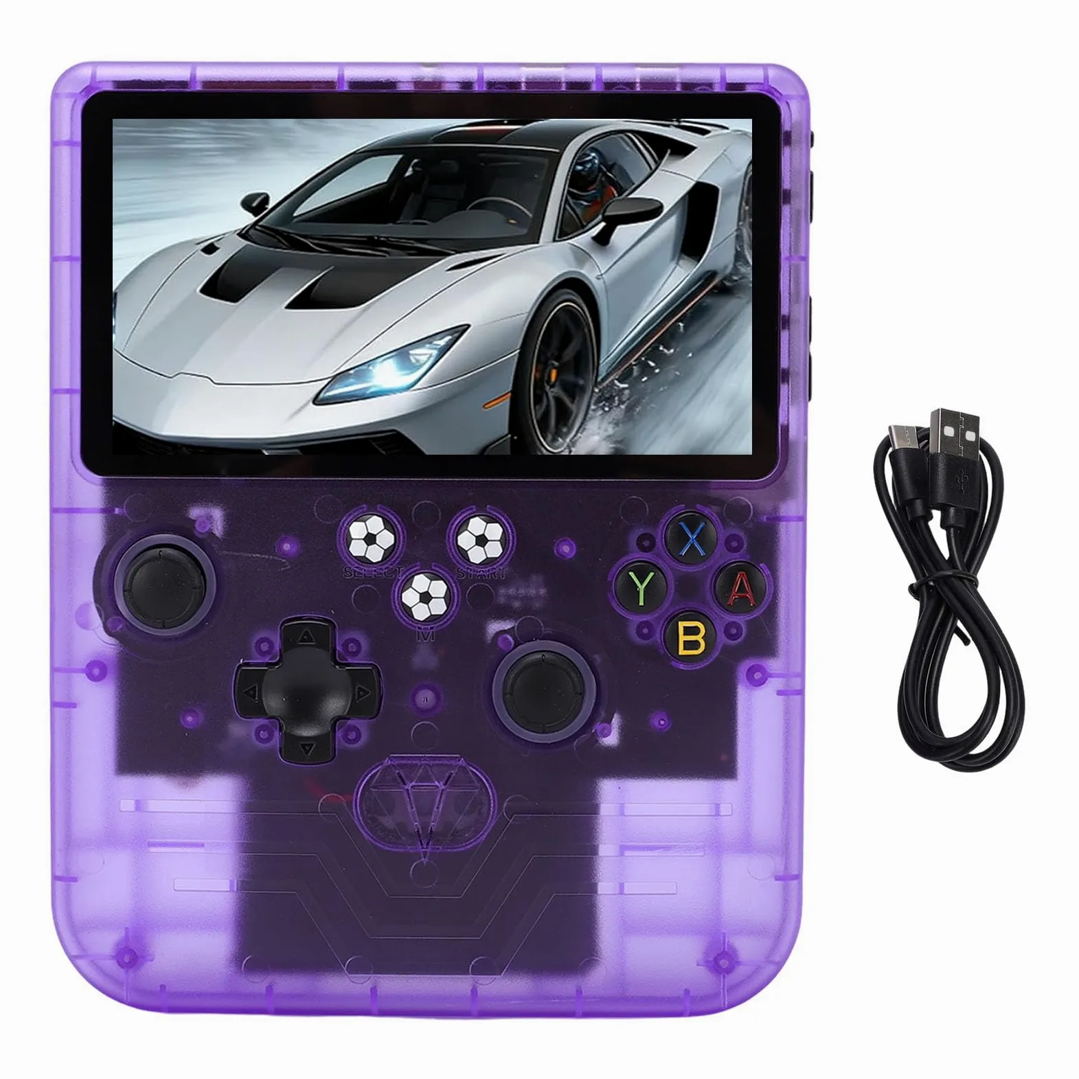 de Juegos Retro Portátil | Consola con Pantalla HD de 6 Pulgadas con Juegos Precargados de 128 GB y Batería de 6000 MAh (Púrpura translúcido)