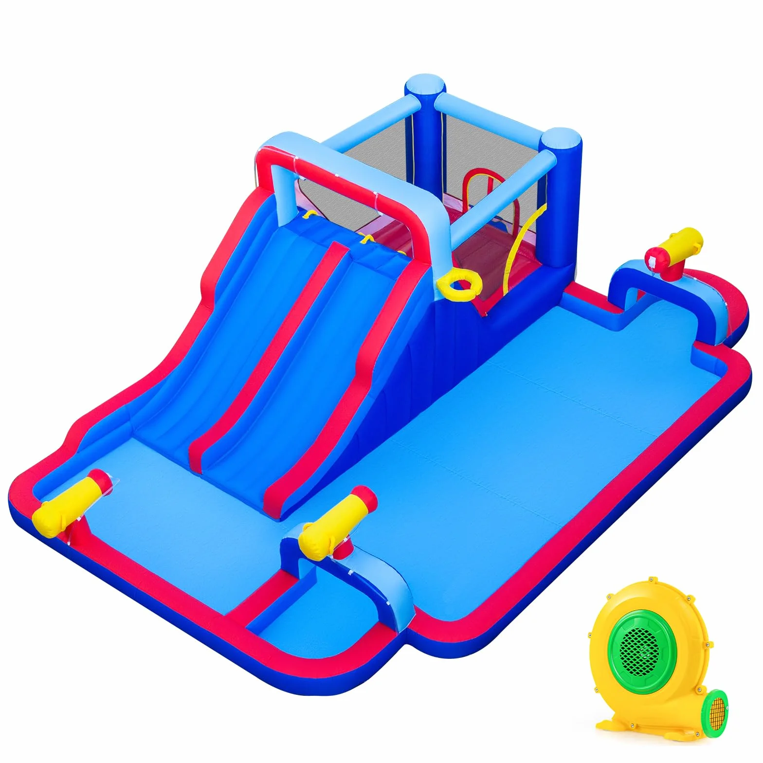 COSTWAY Castillo Hinchable Acuatico, 9 en 1 Castillo Hinchable para niños 3-5 Años con 3 Niños, 646 x 418 x 211 cm, Seco y Agua, Insuflavel Crianças Interior Exterior (con soplador de 950W)
