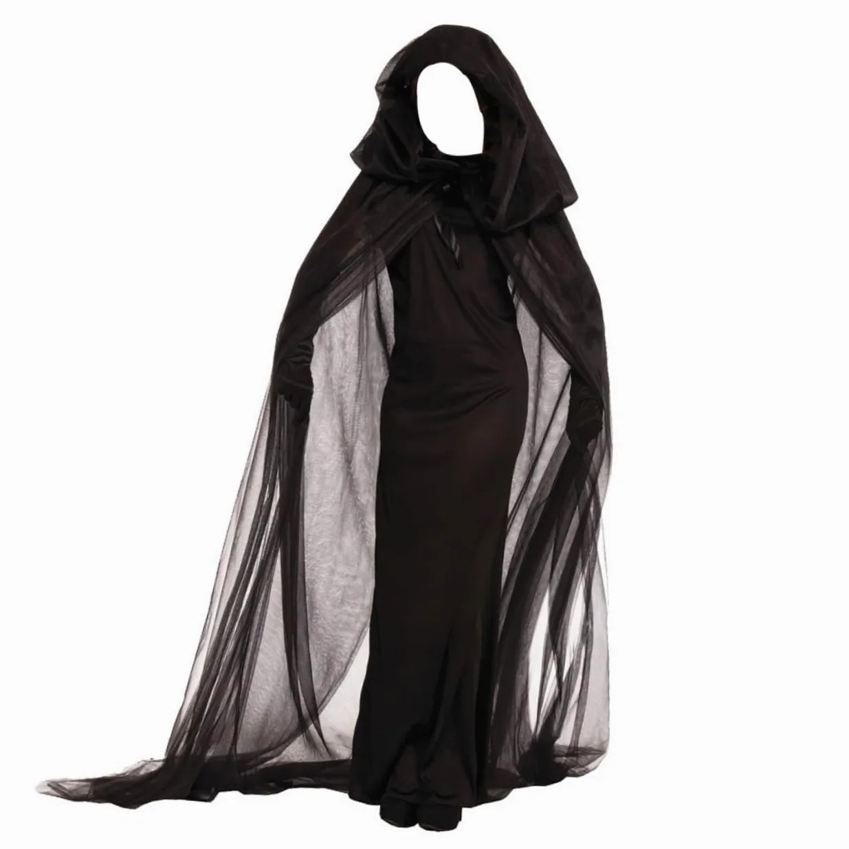 LIFKOME 3 Piezas Disfraz De Bruja Para Mujer Para Actuación Vestido De Bruja Disfraz De Fantasma Vestido Gotico Disfrazada Ropa Gótica Disfraces De Halloween Para Mujeres Black