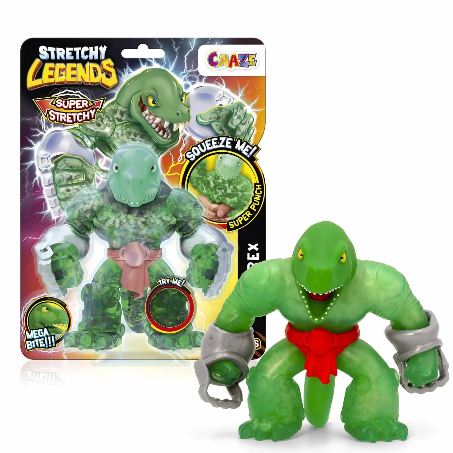 CRAZE Legends Stretchy Megarex - Figuras de acción elásticas para niños, Figuras elásticas de superhéroes para coleccionar con Relleno de moco