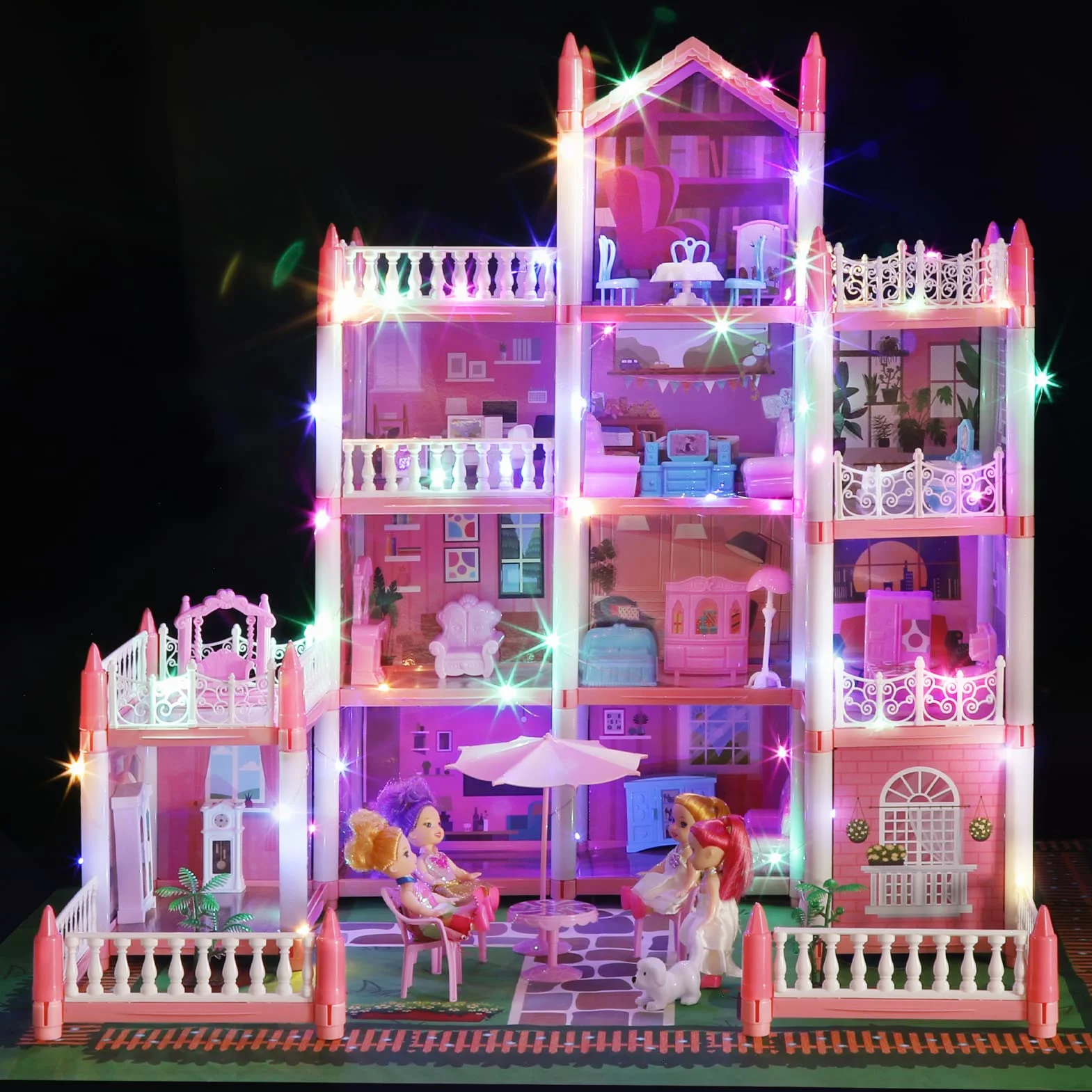 Casa de Muñecas para Niñas,Juguetes Niña 4 Años,Casa de Princesa de Ensueño con Muñeca y Luces,Regalo De Juguete para niños
