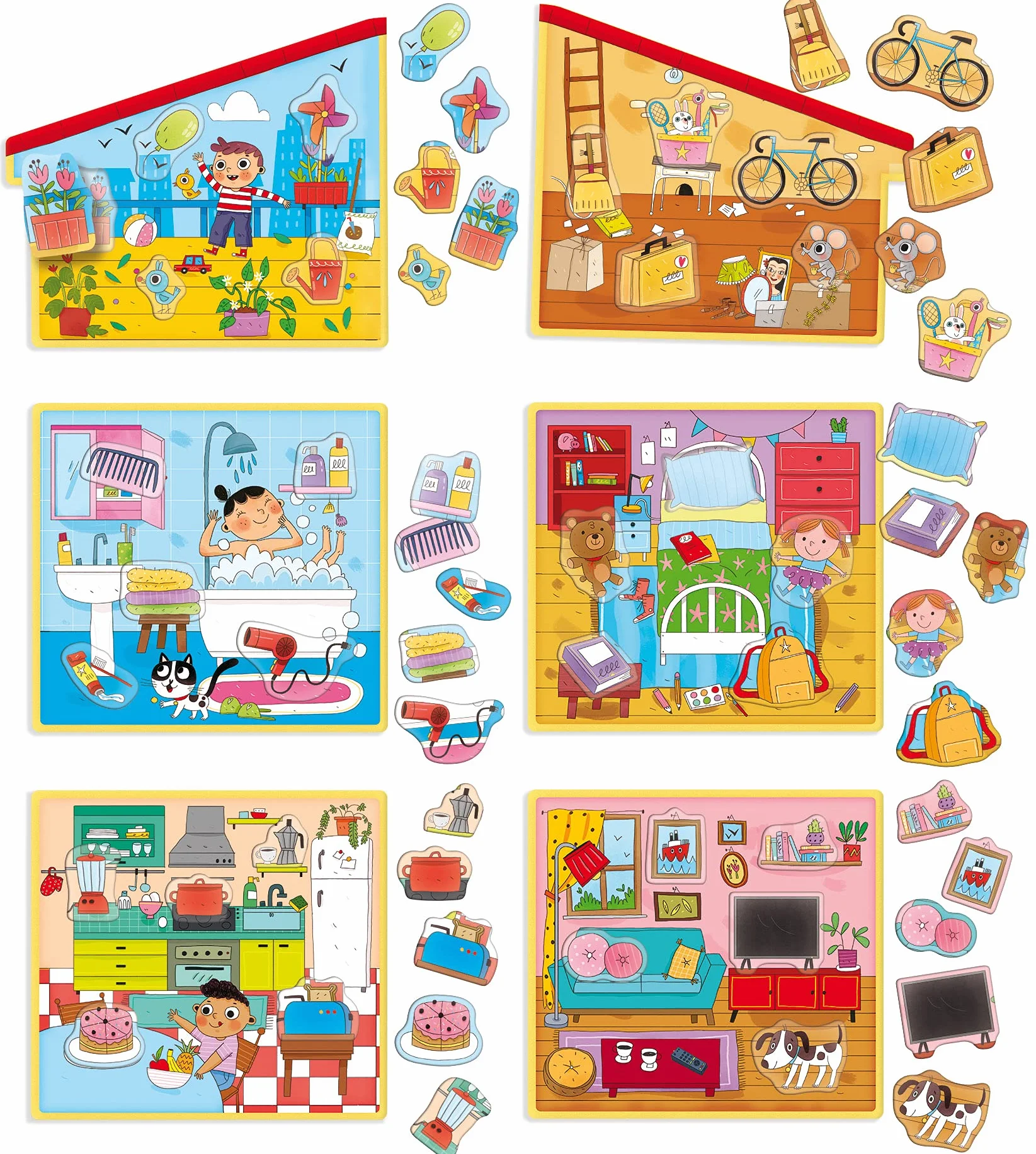 Lisciani - MONTESSORI - La Casa - Rompecabezas Para Niños a Partir de 2 años - Enseña a Colocar cada Cosa en su Lugar en la Casa - Juego Educativo - Fabricado en Italia (El empaque puede variar)