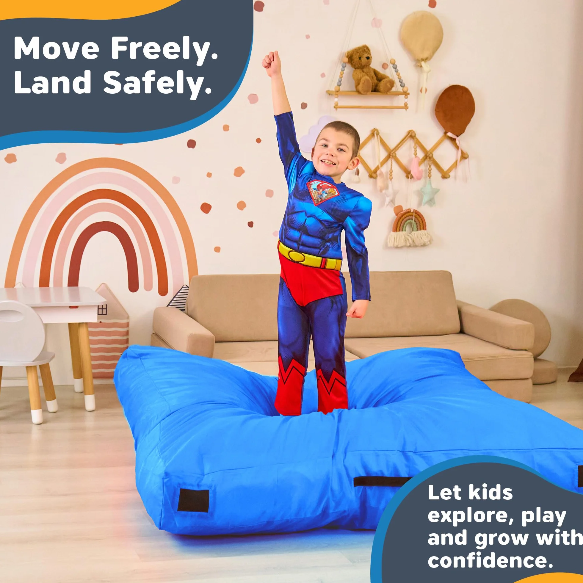 SaferBounce Sensory Crash Pad para Niños 152 x 152 cm Colchoneta Autismo Alfombra Espuma Infantil Escalada Gimnasia