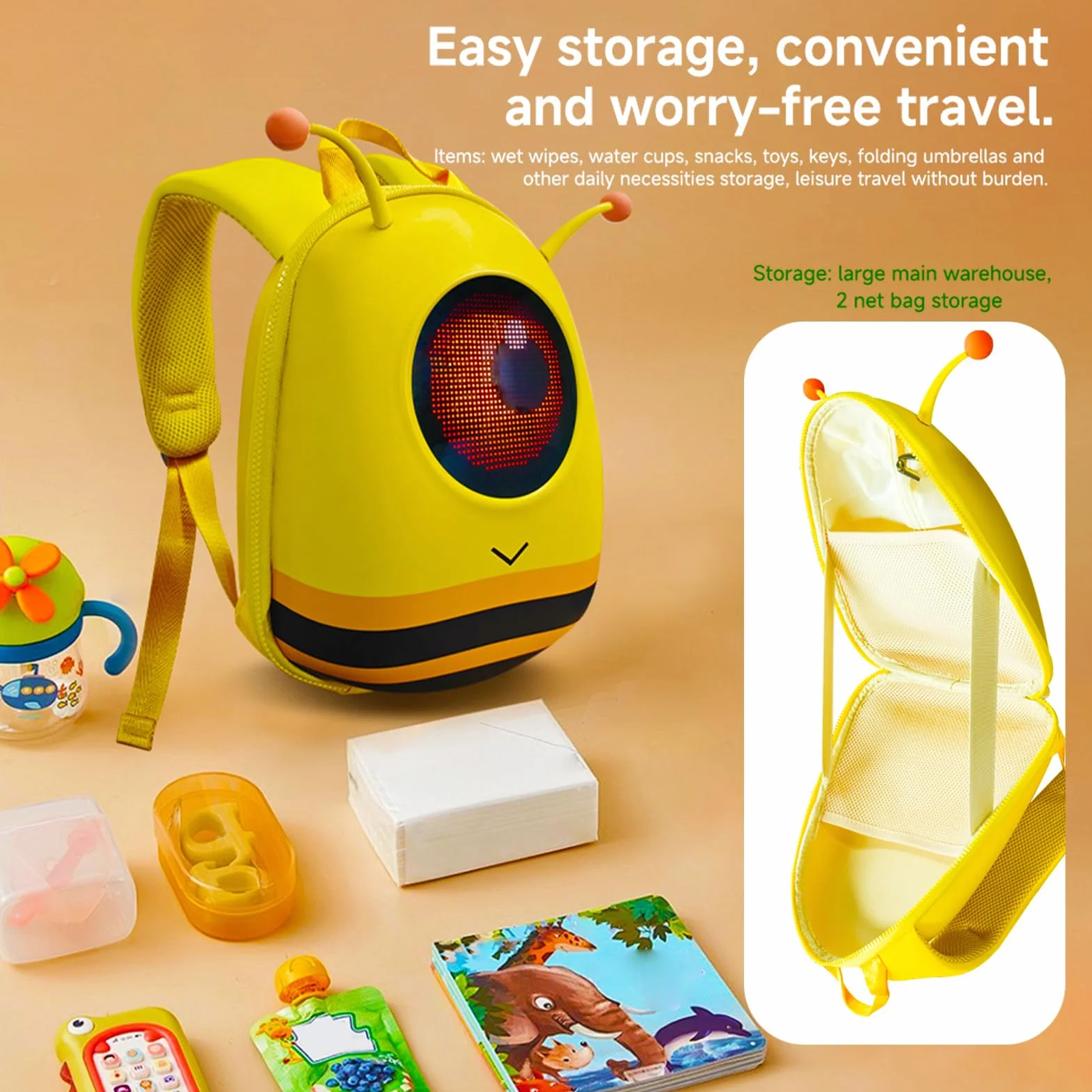 Mochila LED Deportes Al Aire Libre con Dibujos Animados 3D Impermeable para Niños