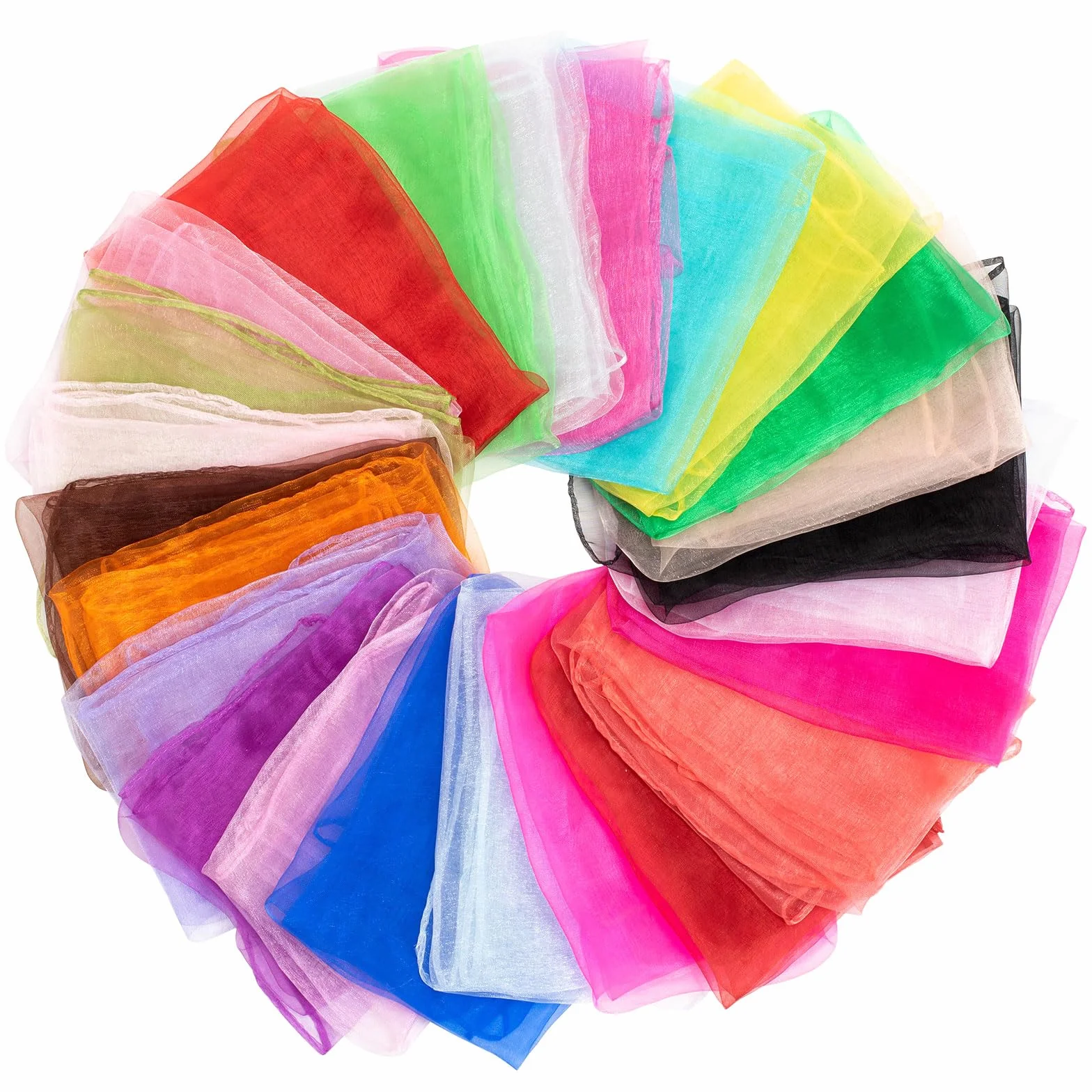 Kunoli 24 piezas de pañuelos para malabares para niños, pañuelos coloridos para bebés, 60×60 cm cuadrados, pañuelos coloridos para niños, adecuados para actuaciones infantiles como danza, fiestas