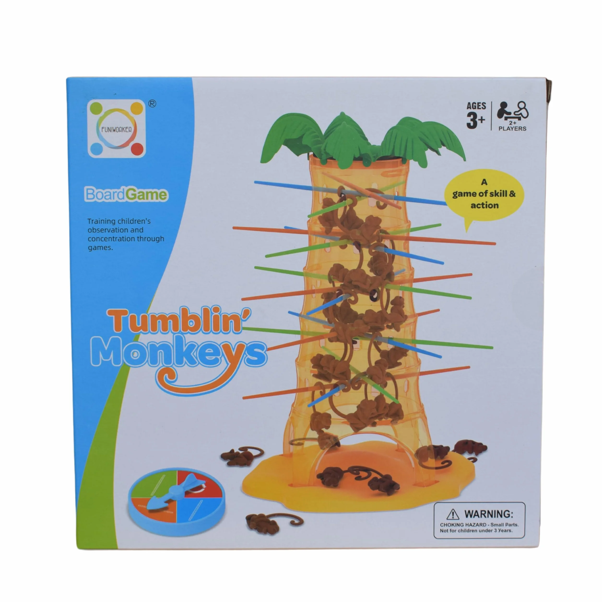 JAMERPD Monos Locos Juegos de Mesa - Juegos de Mesa niños +3 años, 2-4 Jugadores - Juegos para Regalo para niños Juguete Interactivo Tumblin' Monkeys. Entretenimiento y coordinación Ojo-Mano.