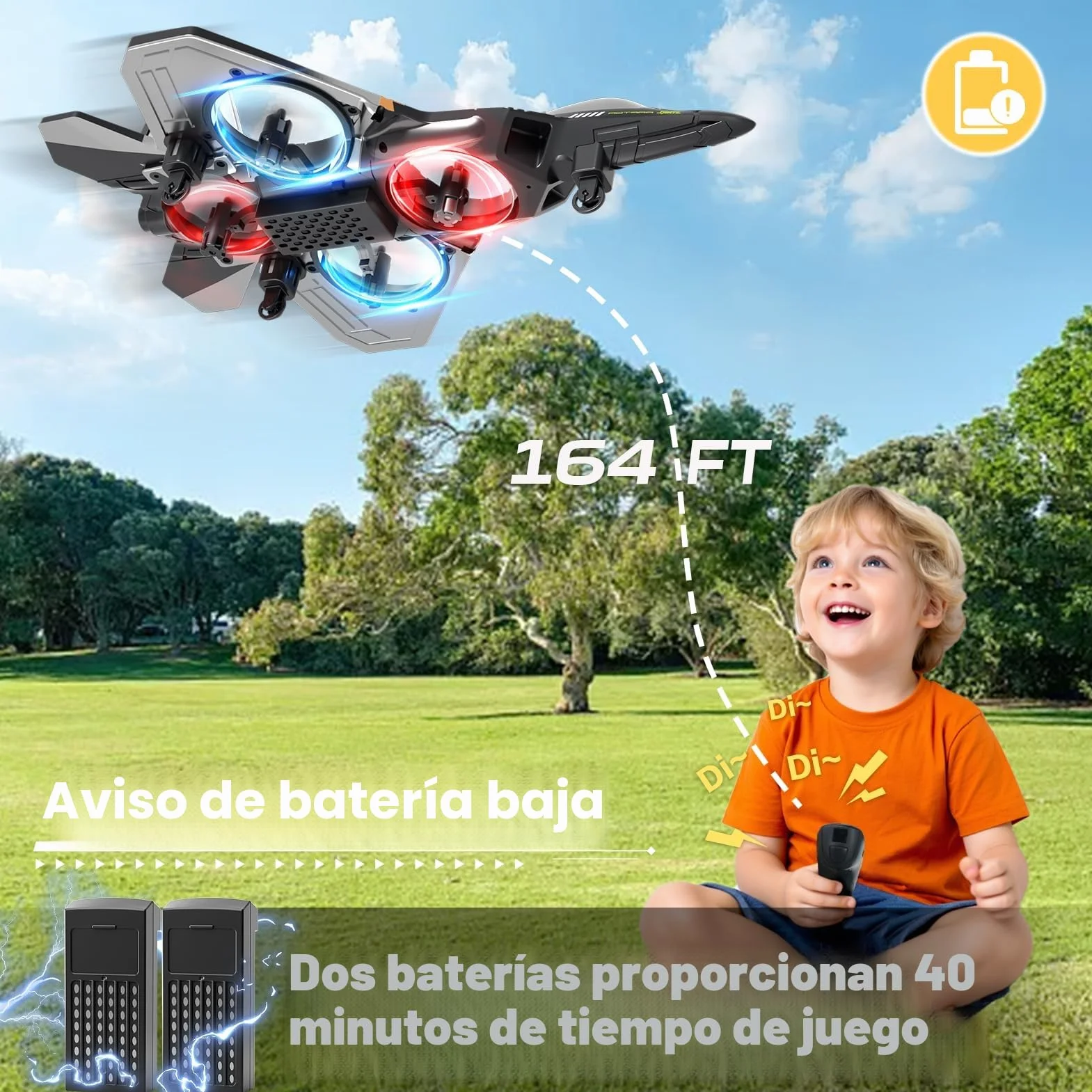 4DRC V17 - Avión teledirigido de 6 Canales, con función Gravity Sensing Stunt Roll Cool Light, avión teledirigido de 2,4 GHz, Planeador Volante a Distancia, fácil de pilotar para Adultos, niños
