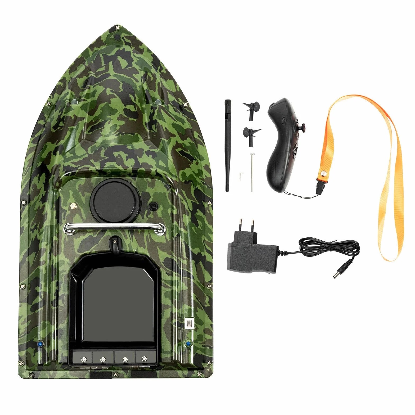Barco teledirigido para cebos de pesca y carpa de cebo inalámbrico pesca barco de morce 500 m doble motor crucero automático doble motor, gran capacidad 1.5 KG, camuflaje