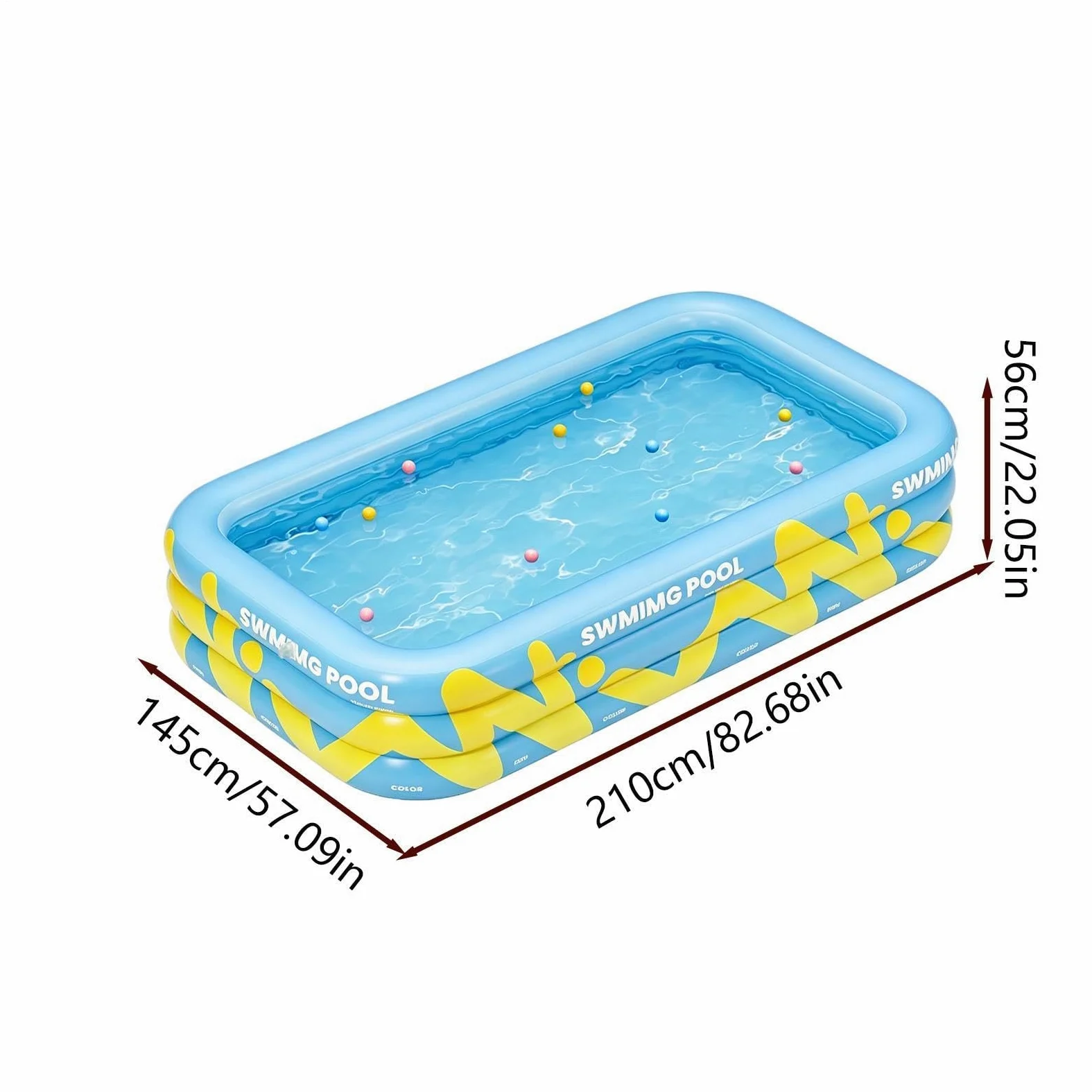 Piscina Hinchable Infantil 210 x 145 x 56 cm Gran Tina Reforzada E Inflable | Piscina De Jardín Trasero Para Verano Patio Exterior Jardín Césped Parque Juegos Y Natación Al Aire Libre Y
