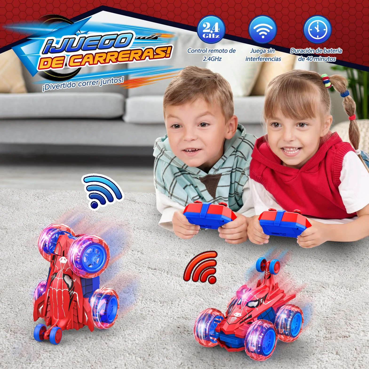 Dreamlandia Coche Teledirigido, Juguetes Niños 3-9 Años, Monster Truck Coches para Niños Coche RC 2.4Ghz con Luces, Regalo Niño 3 4 5 6 7 8 9 Años Cumpleaños