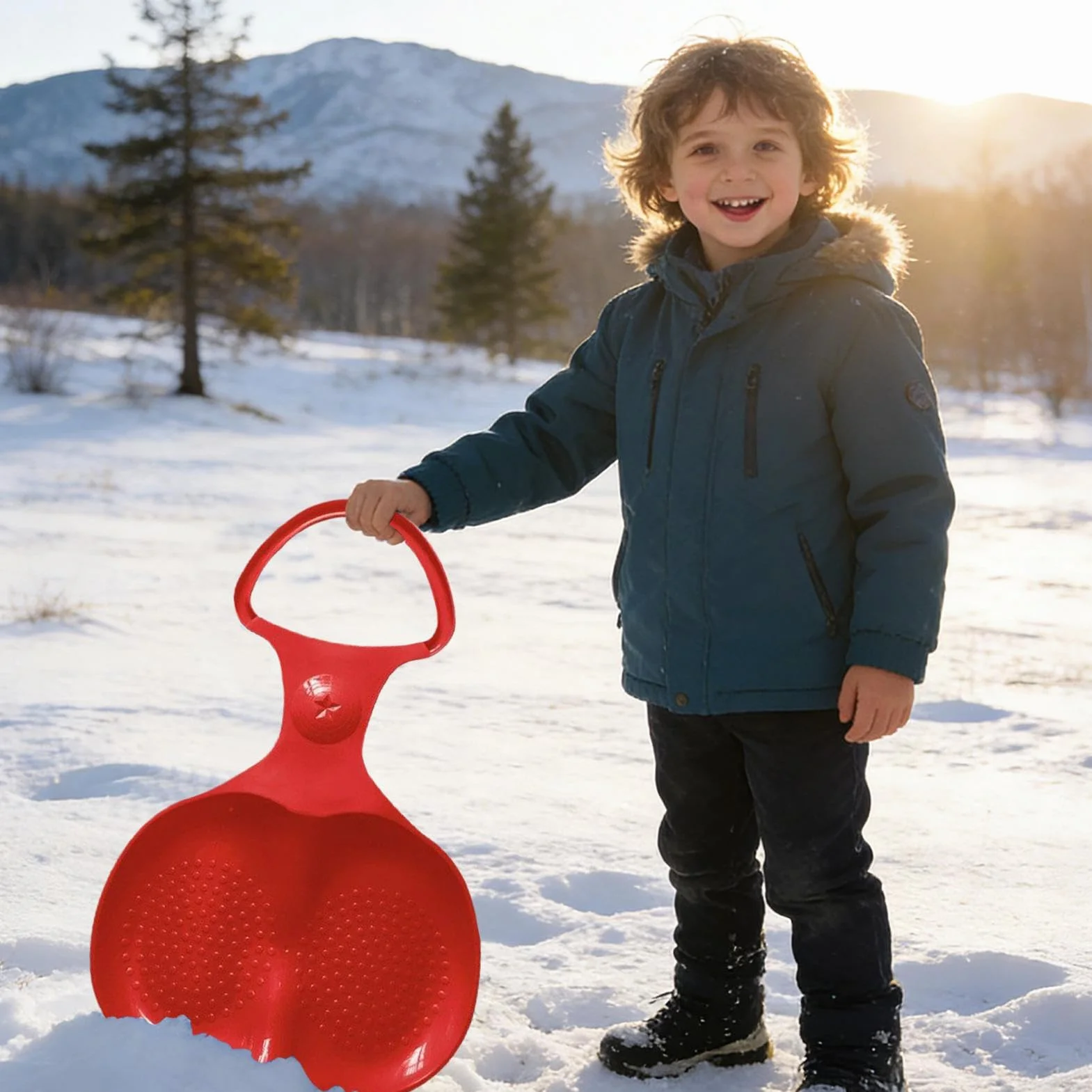 Trineo de nieve Bob con asa para familias, niños y adultos