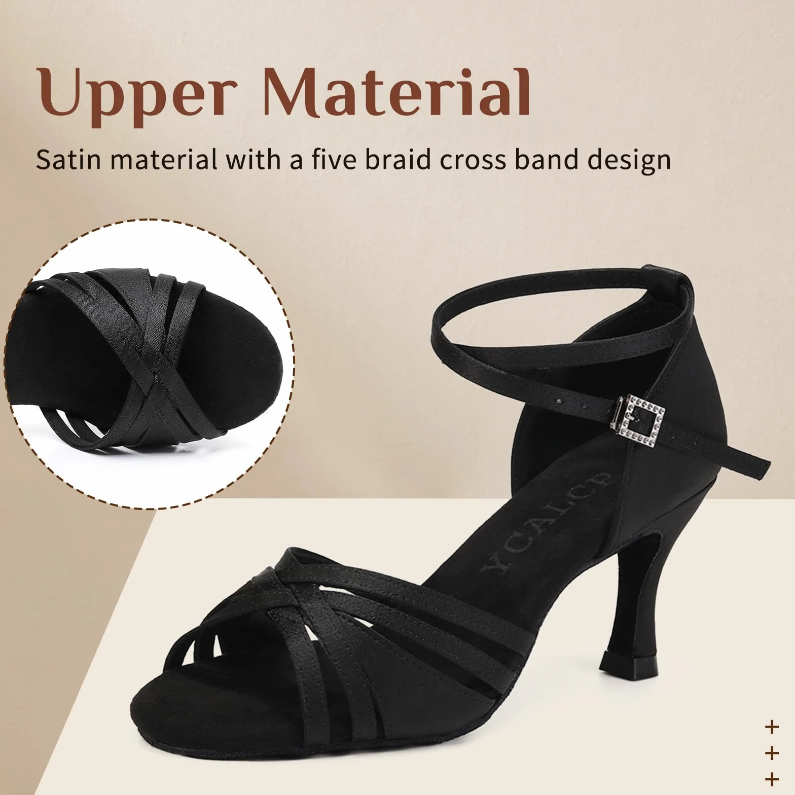Zapatos de Baile Latino Mujer Satin Profesional Salsa Tango 7.5cm Tacón Modelo L3049