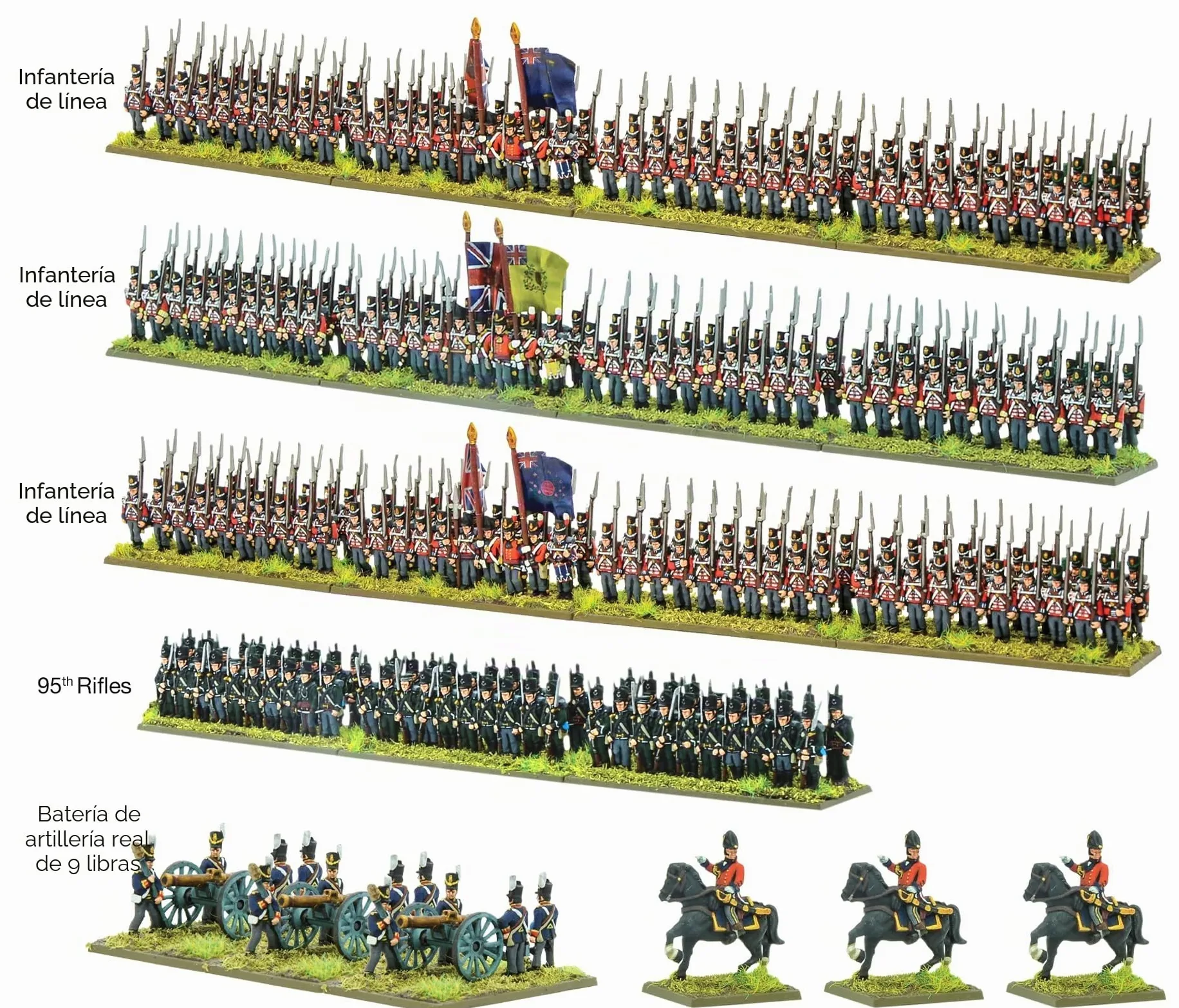 Juego de iniciación napoleónico británico – Miniaturas de plástico a Escala épica para Polvo Negro, miniaturas de la era napoleónica Altamente detalladas para Juegos de Guerra de Mesa
