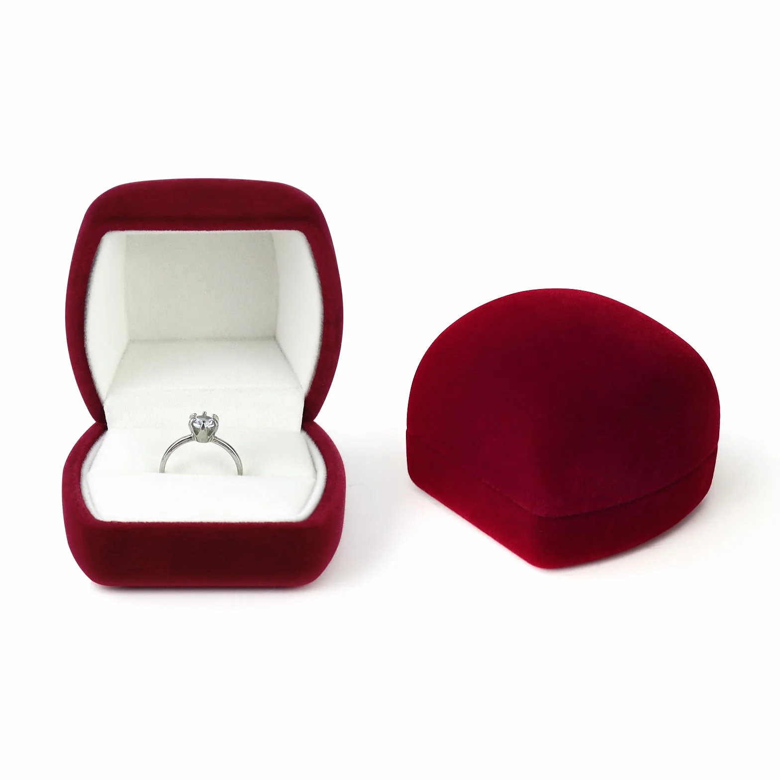 FuninCrea Caja de Anillos, Caja de Joyería de Terciopelo para Anillos para Boda Propuesta Compromiso, Caja Anillo Compromiso Pequeño Cajas de Almacenamiento de Anillos para Collares Pendientes